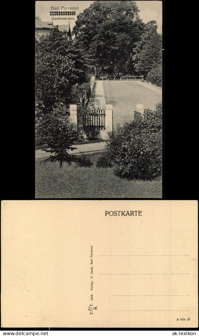 Ansichtskarte Bad Pyrmont Goethestrasse 1910 - Bad Pyrmont