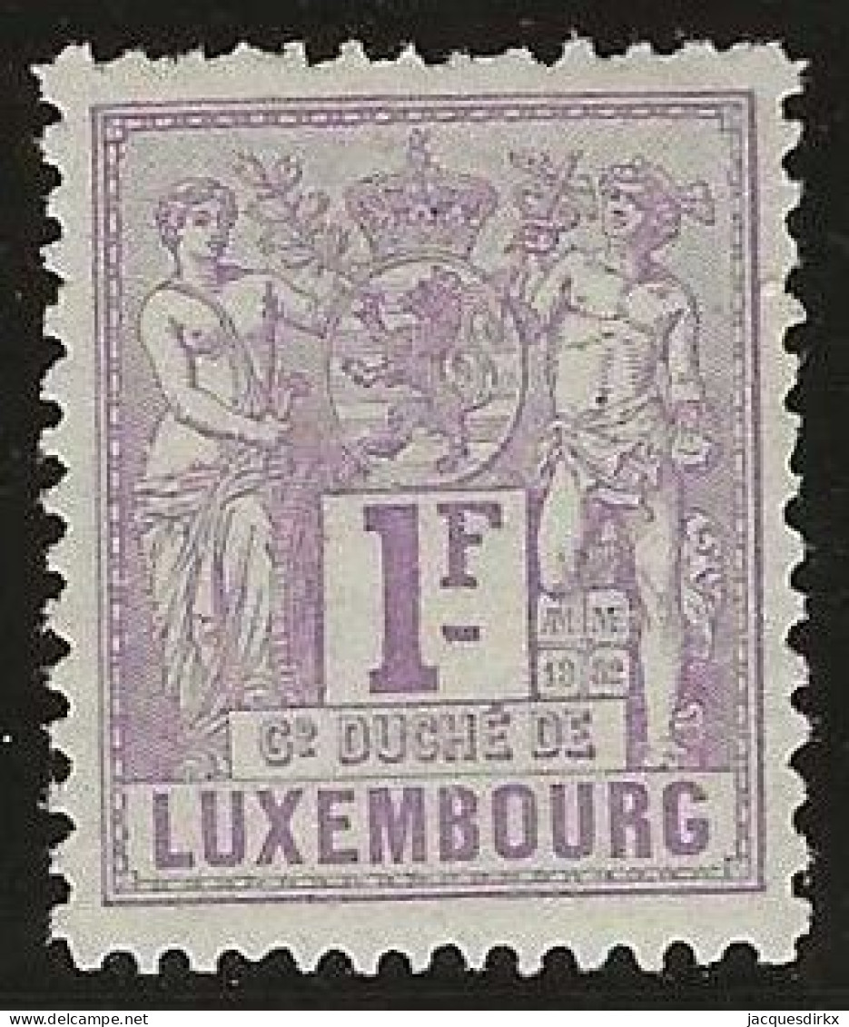 Luxembourg  .  Y&T .   57   .   * VLH .    Neuf Avec Gomme Et Une Trace Tres Légère D'une Charnière - 1882 Allegorie