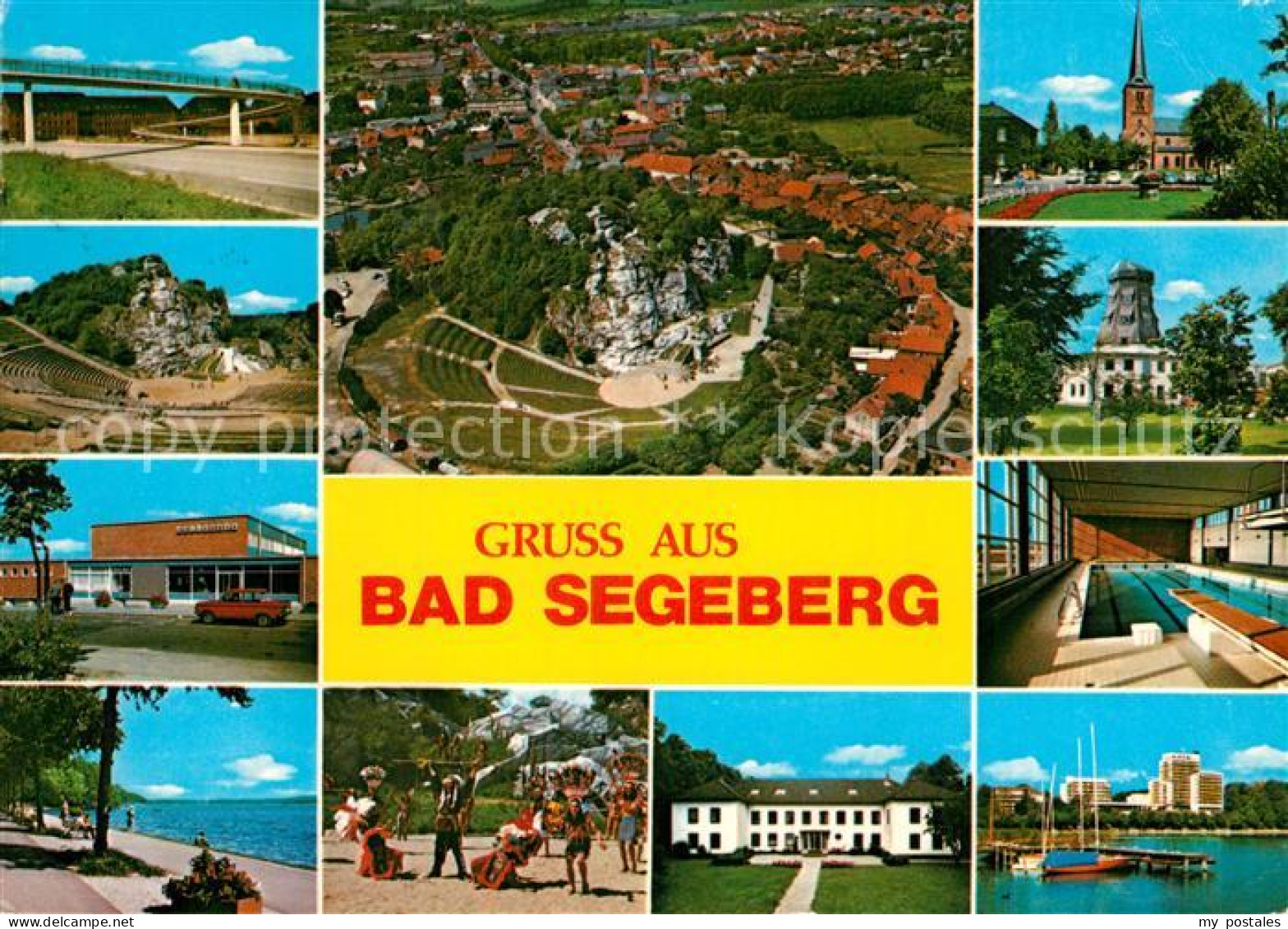 72930023 Bad Segeberg Fliegeraufnahme Bruecke Kirche Hallenbad Strand Promenade  - Bad Segeberg