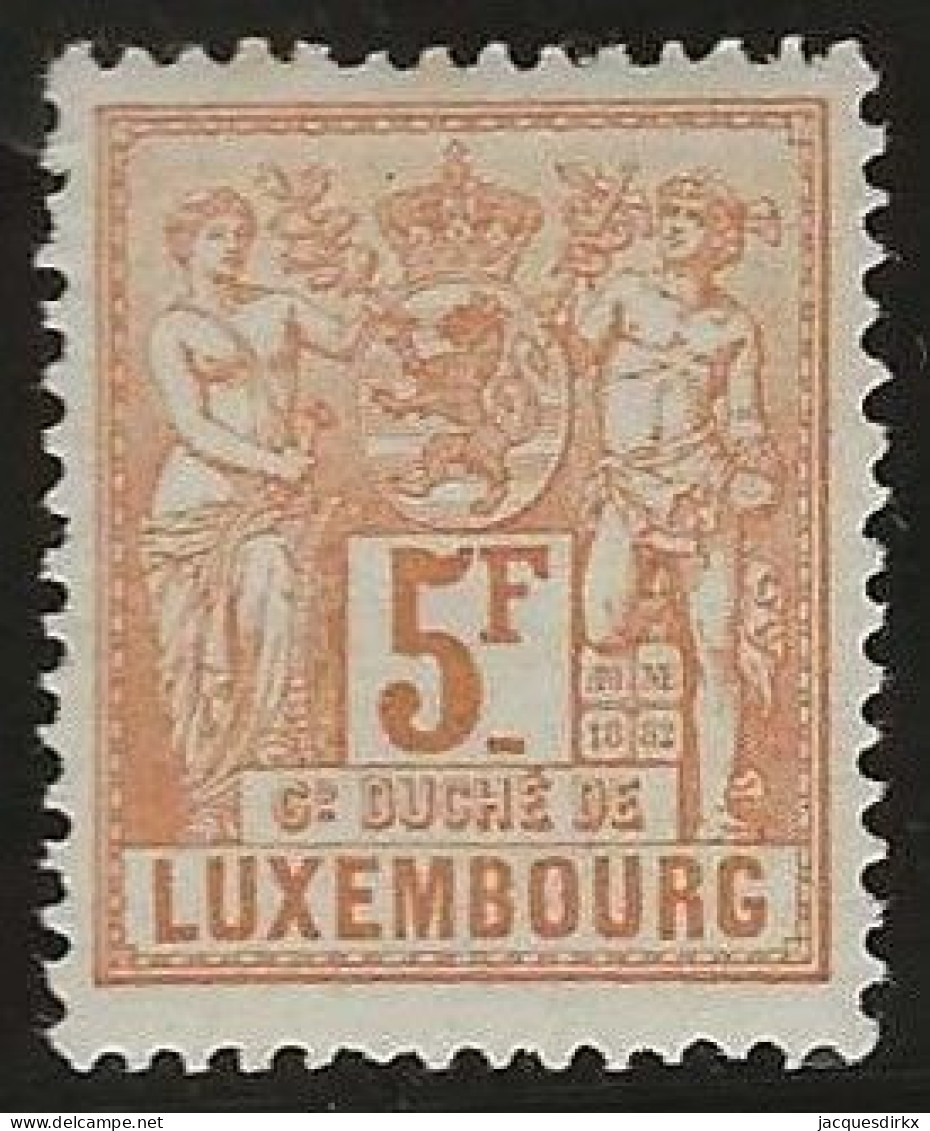 Luxembourg  .  Y&T .   58    .   * VLH .    Neuf Avec Gomme Et Une Trace Tres Légère D'une Charnière - 1882 Alegorias