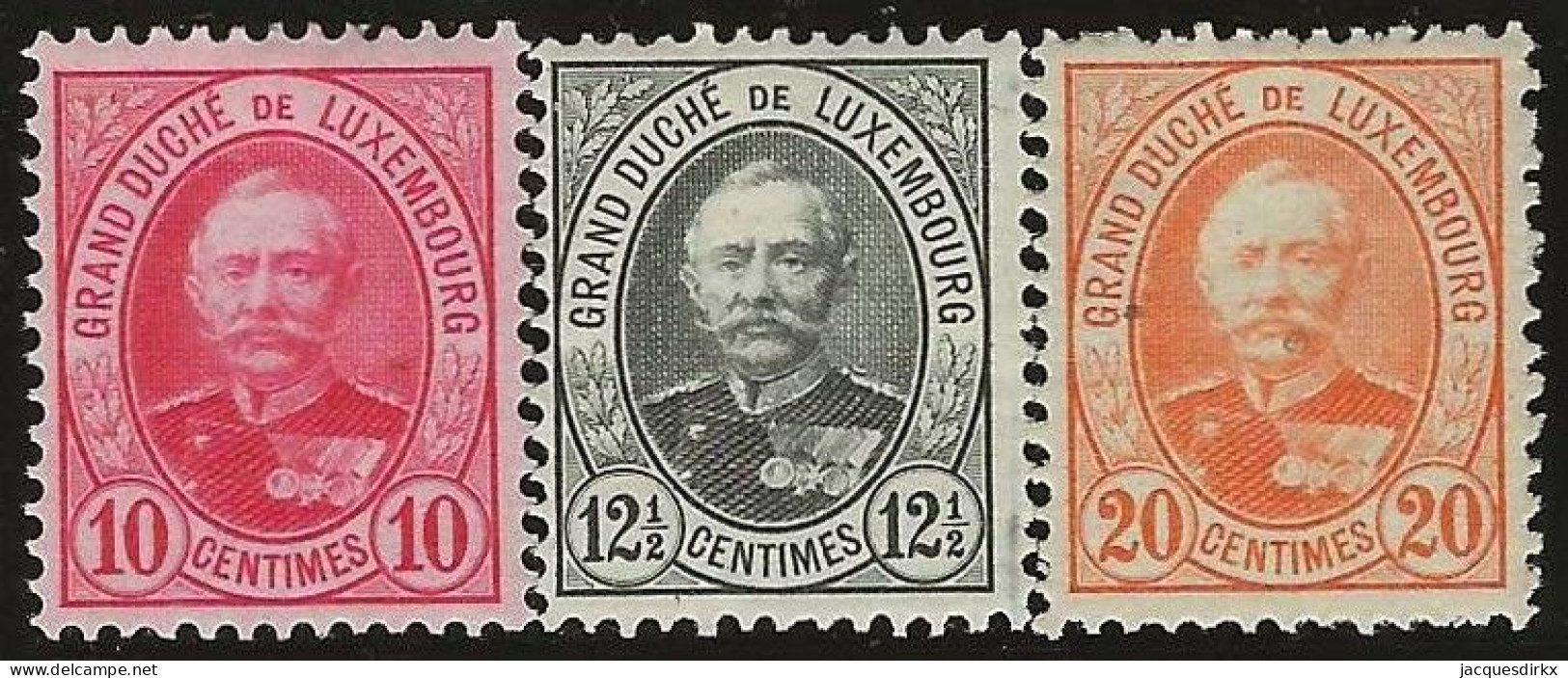 Luxembourg  .  Y&T .   59/61    .   *    .    Neuf Avec Gommec - 1891 Adolphe Voorzijde