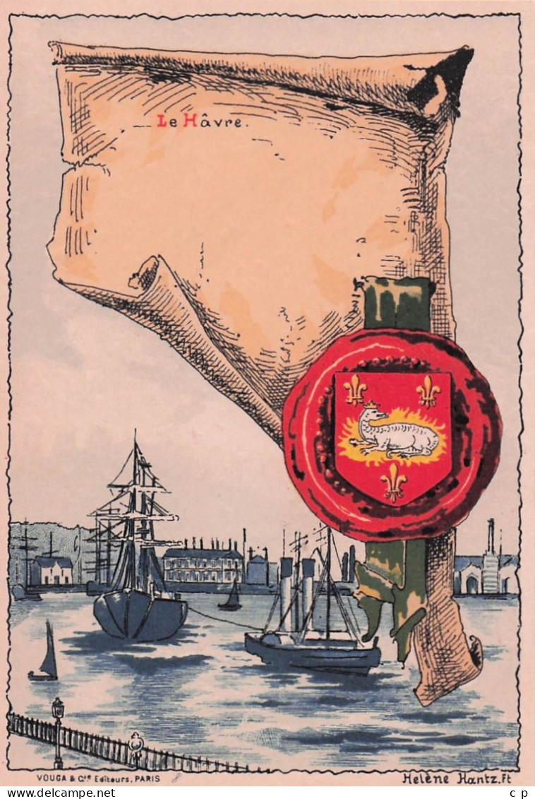 Le Havre  - Fleur De Lys - Souvenir - Cachet De Cire   - CPA°J - Portuario