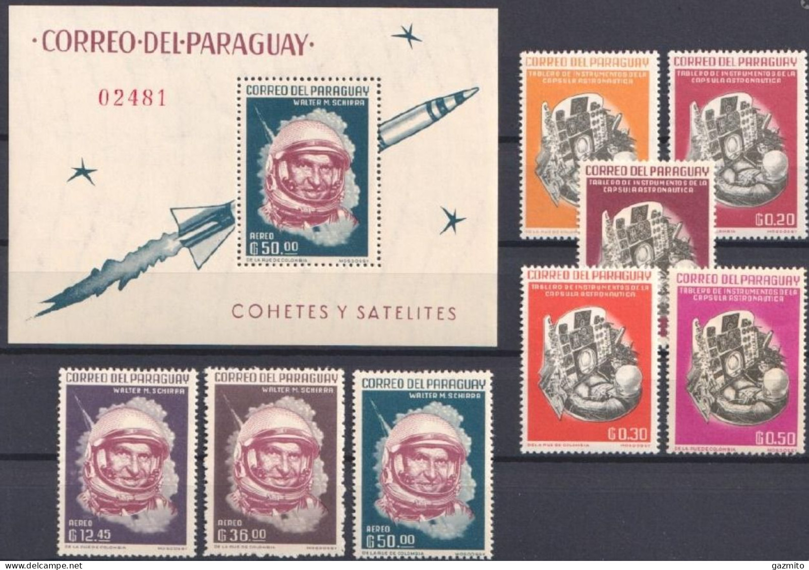 Paraguay 1963, Space Travel, 8val +BF - Paraguay