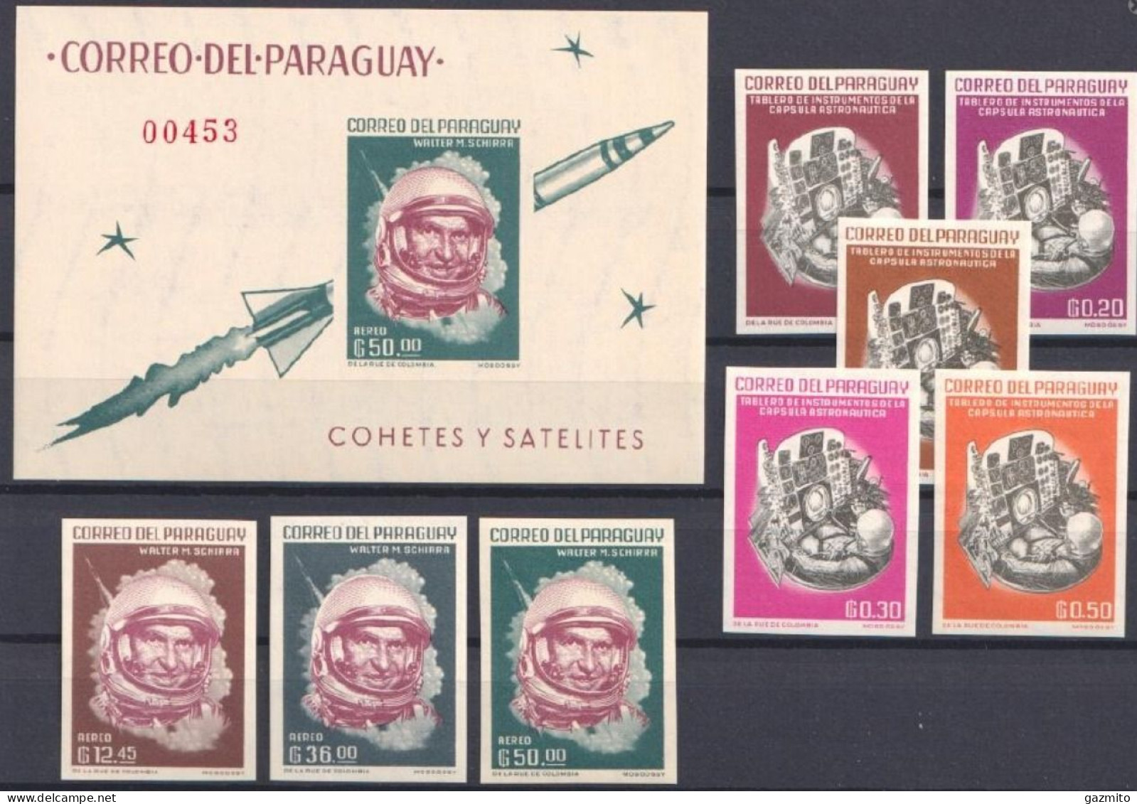 Paraguay 1963, Space Travel, 8val +BF IMPERFORATED - South America