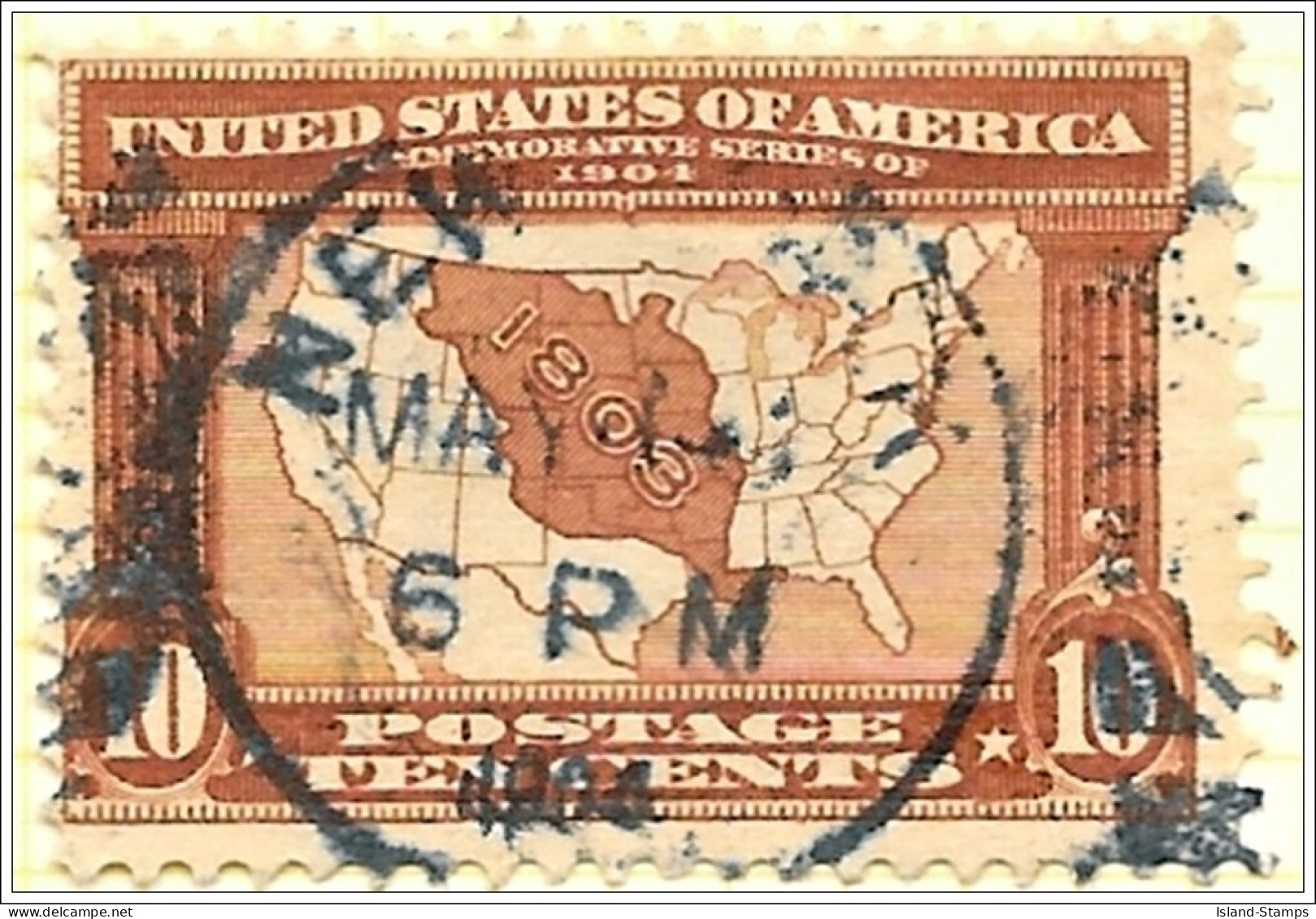 1904 Louisiana Purchase Sc 327 10c Red Brown Used - Used Stamps