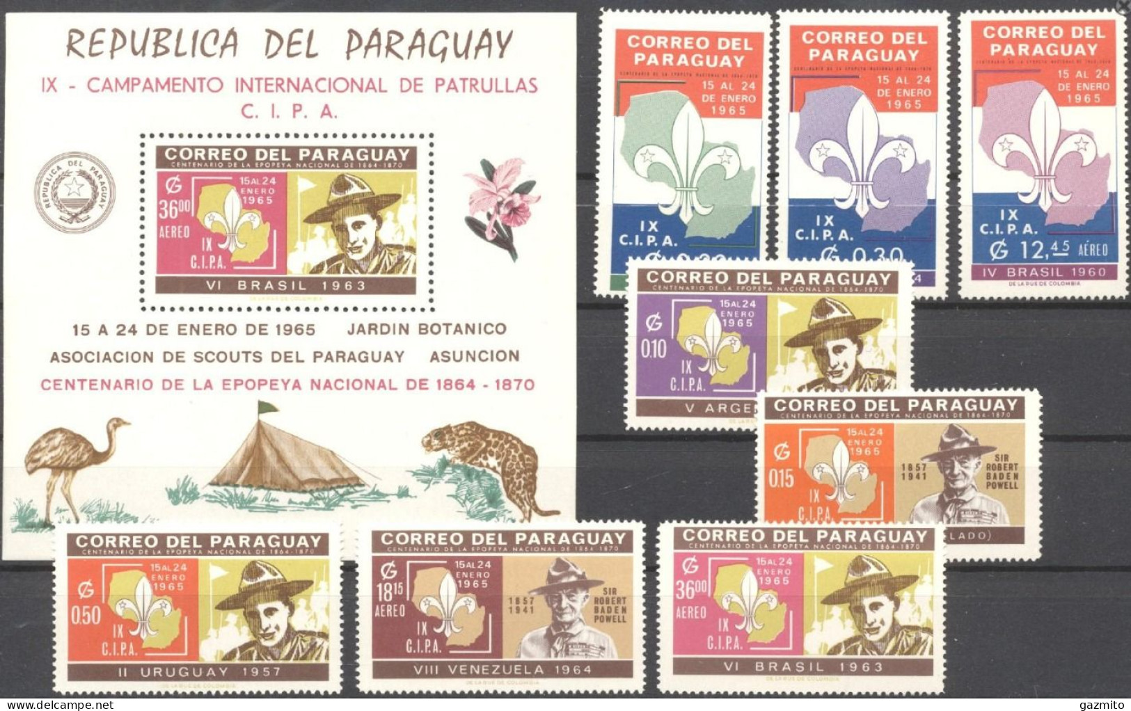 Paraguay 1965, Scout, 7val +BF - Neufs