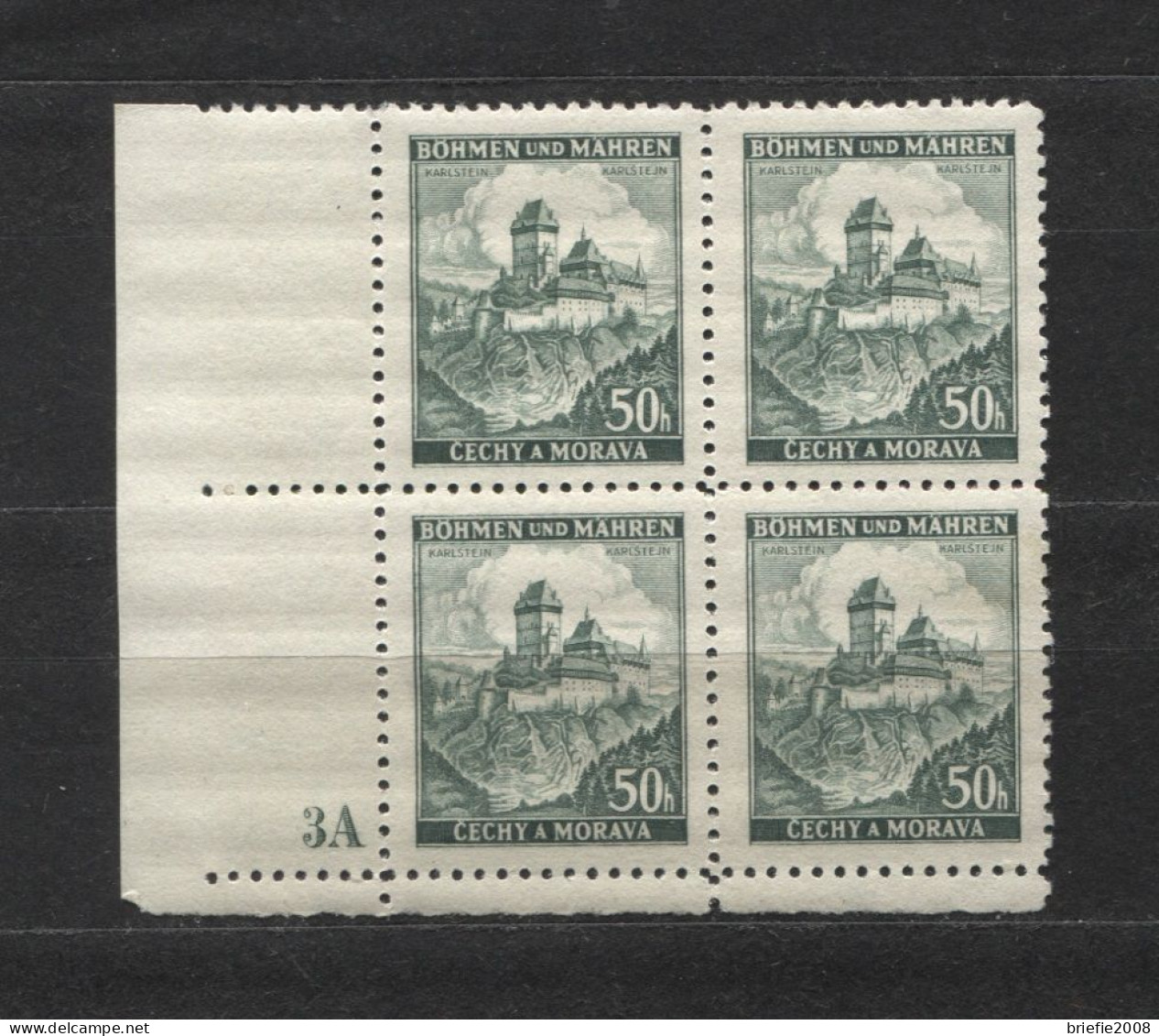 Böhmen Und Mähren # 26 Platten-4erBlock Nr. 3A Schmaler Unterrand 100erBogen, Postfrisch - Unused Stamps