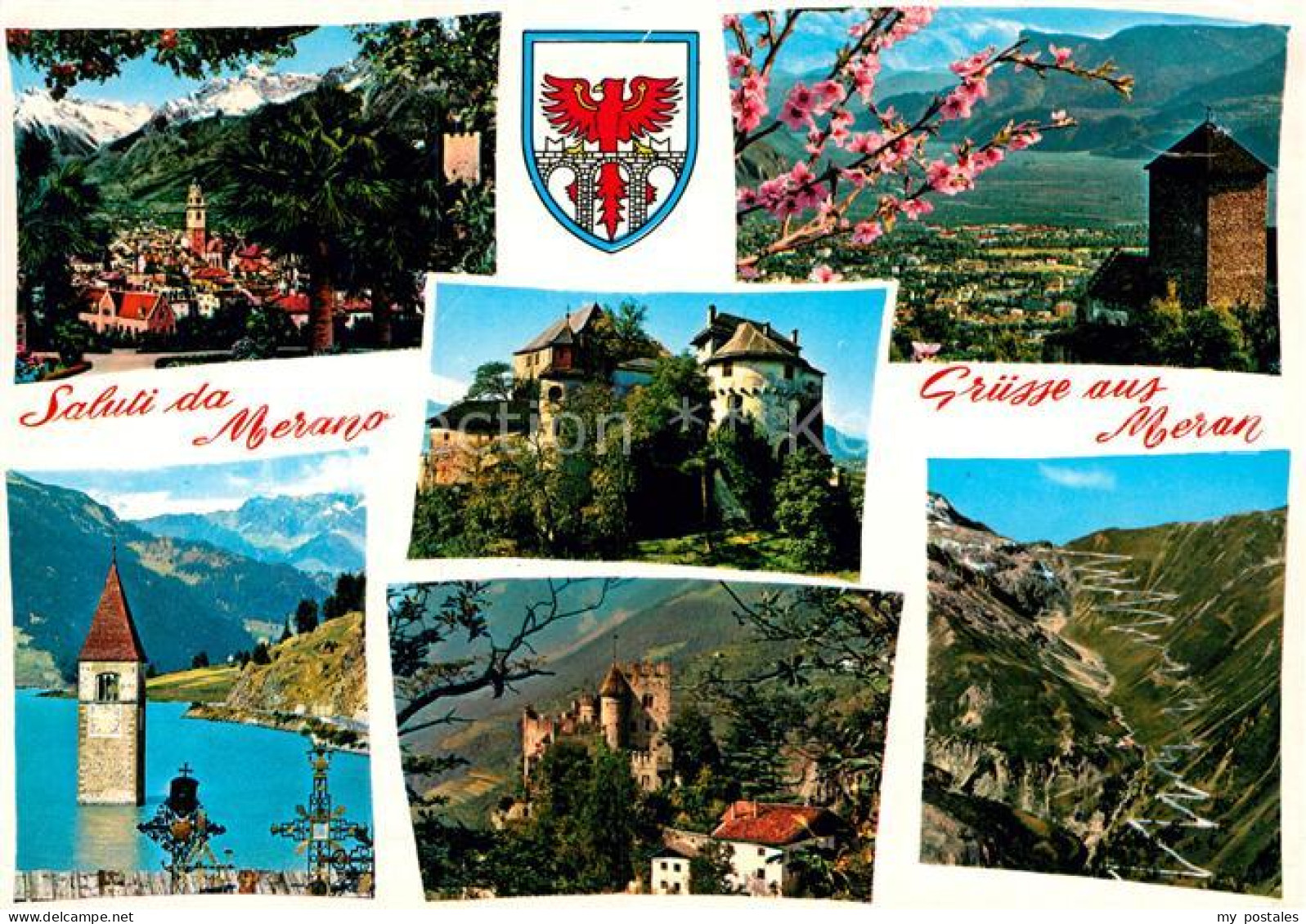 72928302 Meran Merano Panorama Castel Tirolo Val Venosta Campanile Della Curon A - Andere & Zonder Classificatie