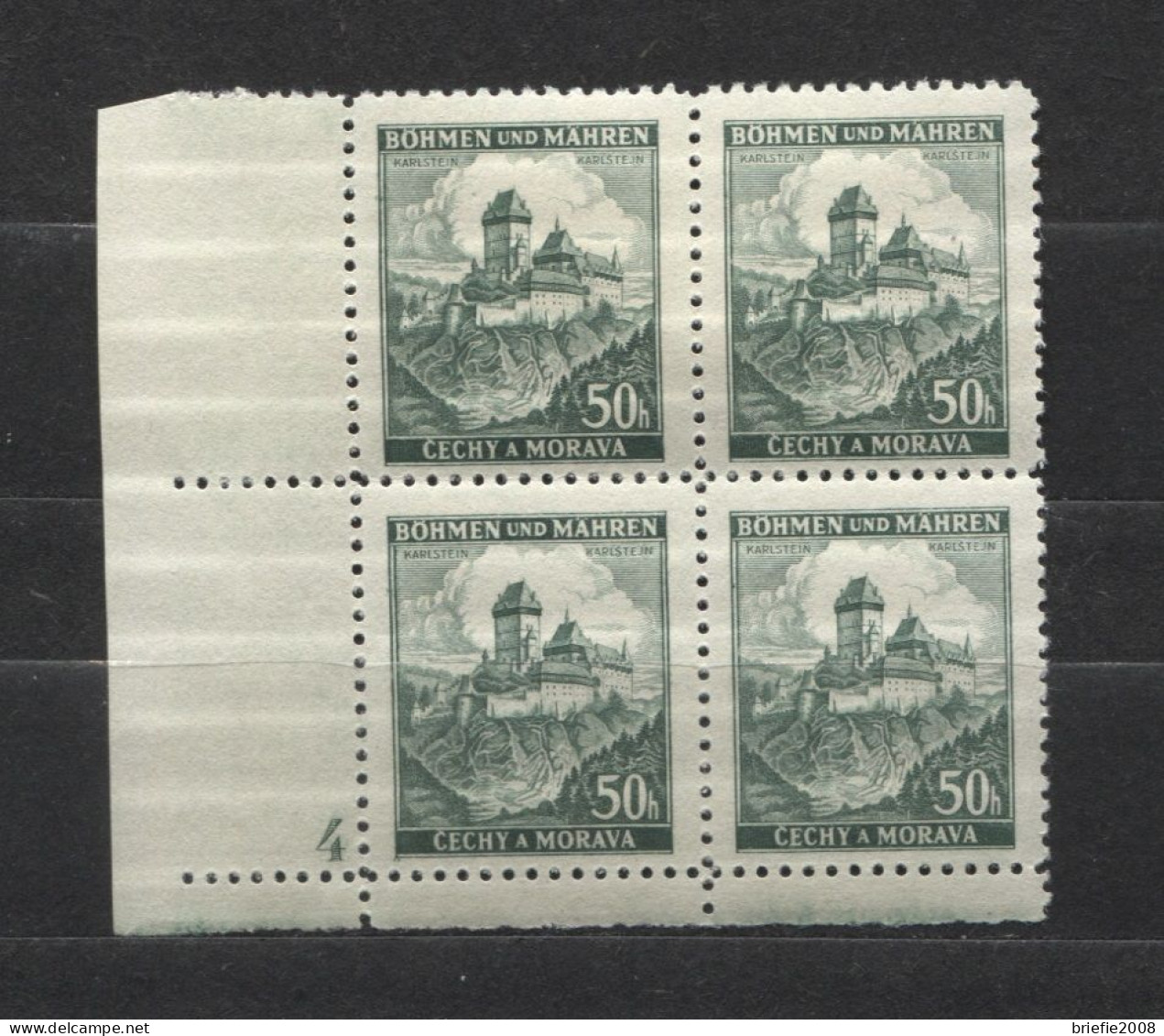 Böhmen Und Mähren # 26 Platten-4erBlock Nr. 4 Schmaler Unterrand 100erBogen, Postfrisch - Unused Stamps