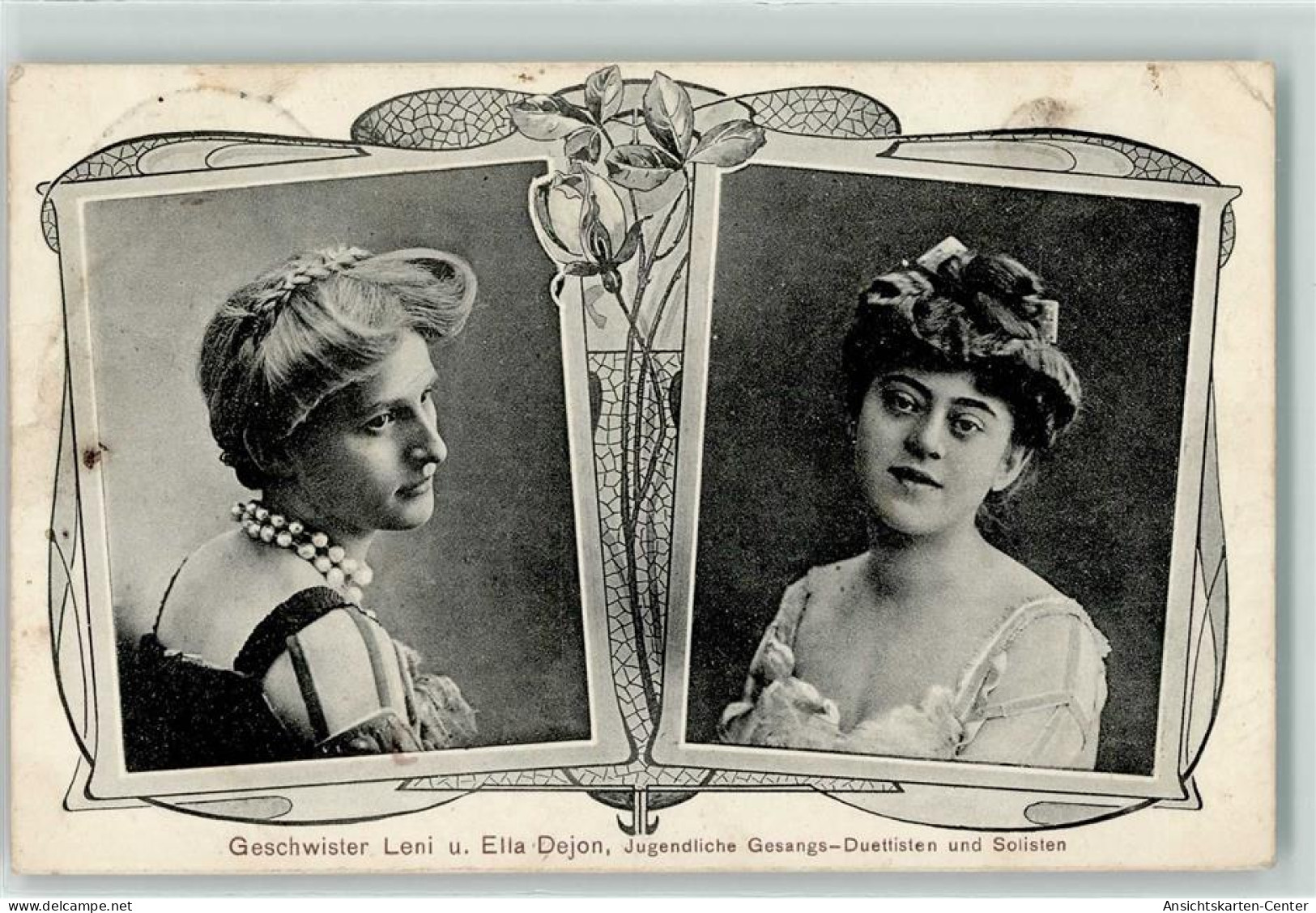 39177708 - Jugendstil Lichtdruck  Geschwister Leni Und Ella Dejon , Gesangs-Duettisten  AK - Otros & Sin Clasificación