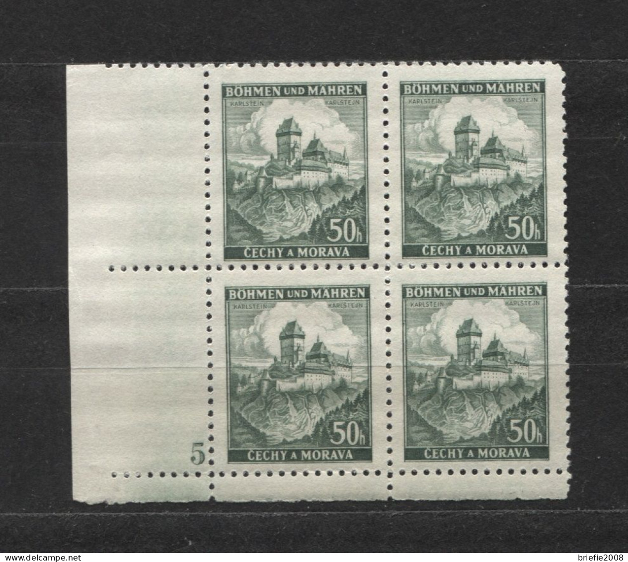 Böhmen Und Mähren # 26 Platten-4erBlock Nr. 5 Schmaler Unterrand 100erBogen, Postfrisch - Unused Stamps