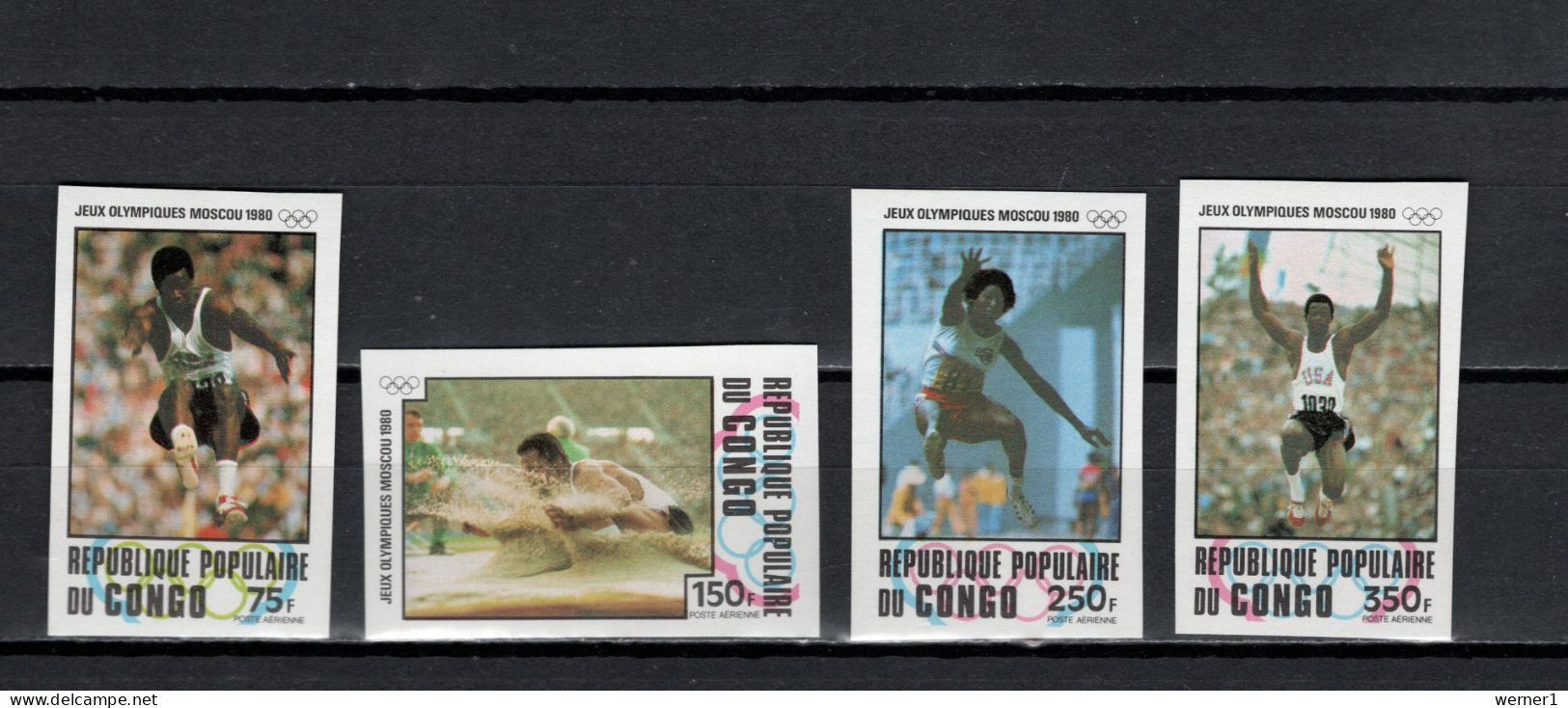 Congo 1980 Olympic Games Moscow, Athletics Set Of 4 Imperf. MNH -scarce- - Verano 1980: Moscu