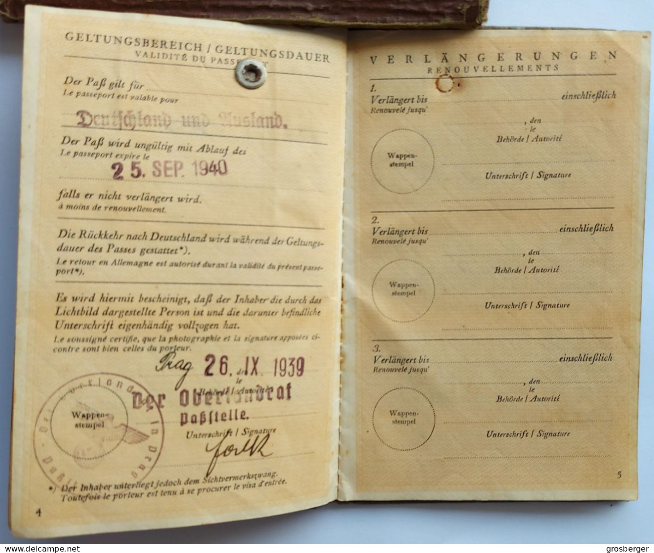 Juive Juif Holocaust Passport WW2 Germany Nazi Fremdenpass With “J” Hungary Jewish Man Visa Palestine Mega Rare Judaika - Documentos Históricos