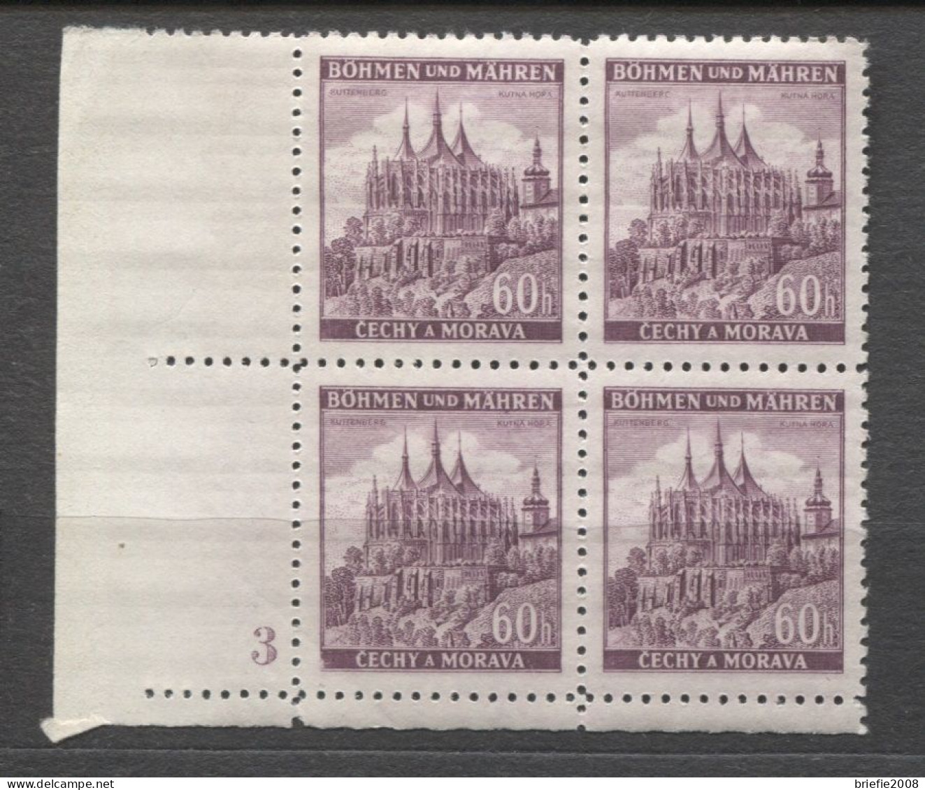 Böhmen Und Mähren # 27 Platten-4erBlock Nr. 3 Schmaler Unterrand 100erBogen, Postfrisch - Unused Stamps