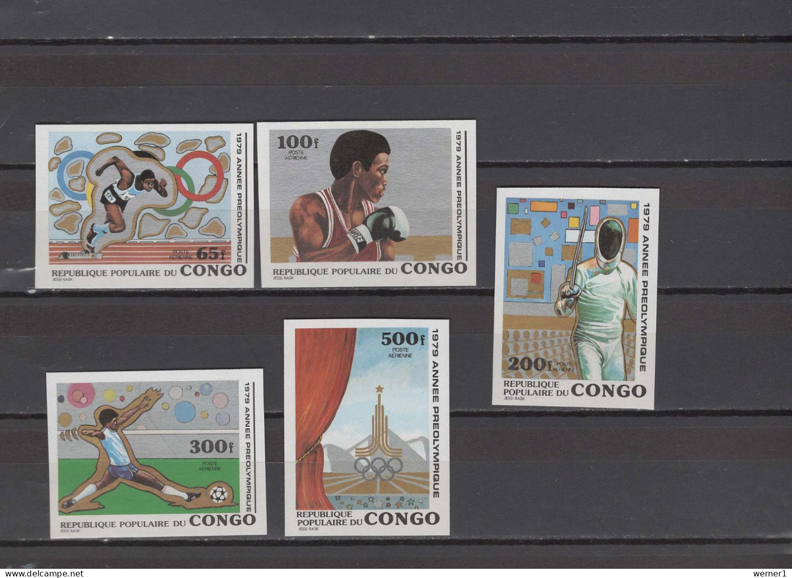 Congo 1979 Olympic Games Moscow, Boxing, Football Soccer, Fencing, Athletics Set Of 5 Imperf. MNH -scarce- - Zomer 1980: Moskou