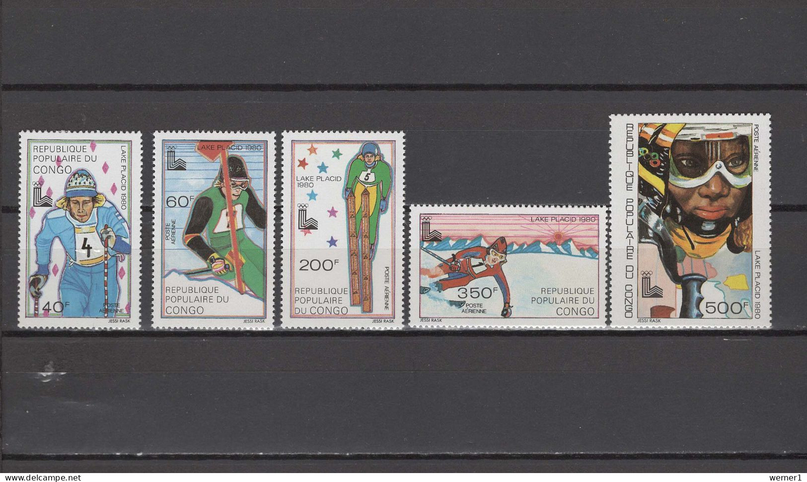 Congo 1979 Olympic Games Lake Placid Set Of 5 MNH - Winter 1980: Lake Placid