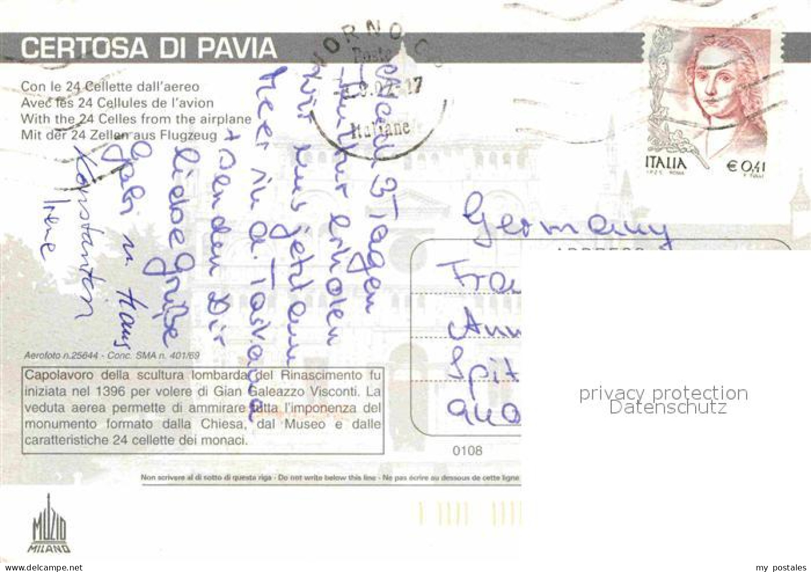 72927212 Certosa Di Pavia Fliegeraufnahme Kloster 24 Zellen Italien - Other & Unclassified