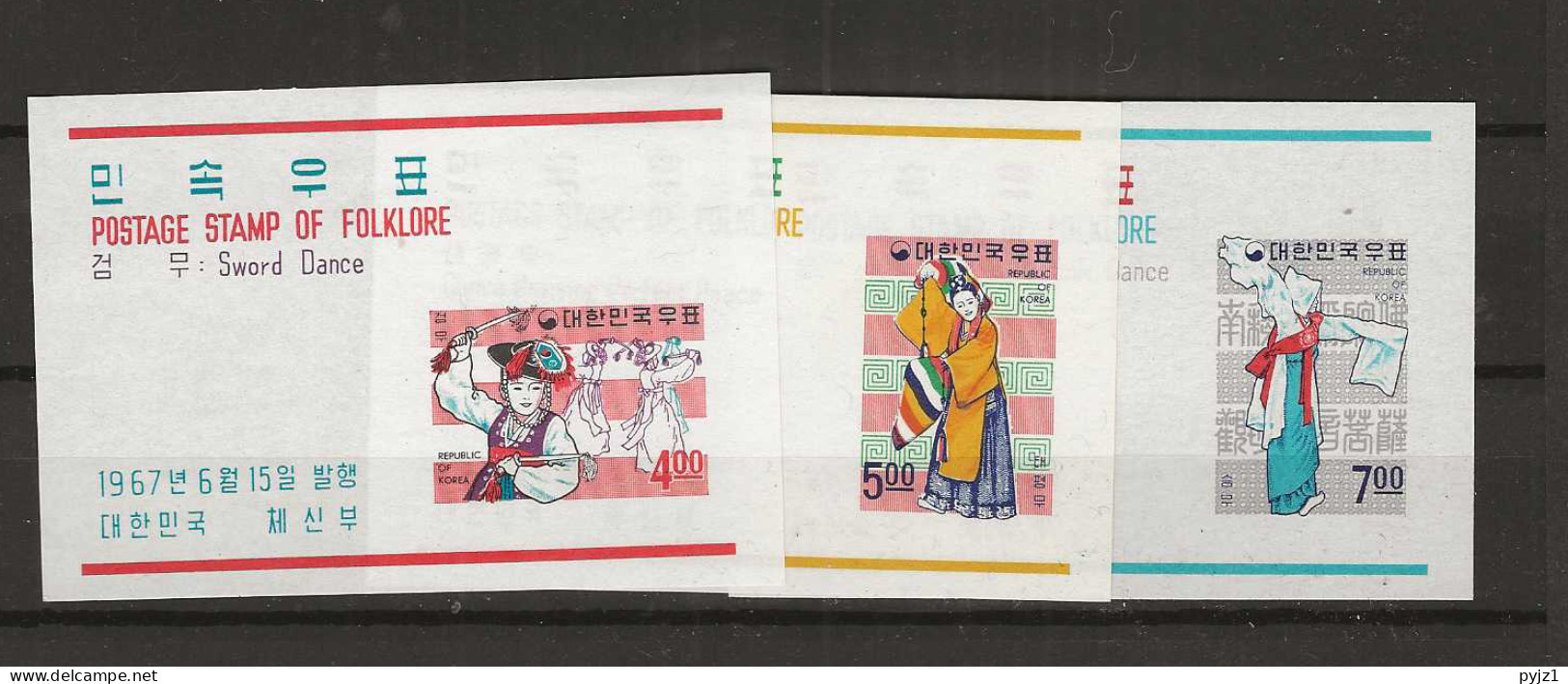 1967 MNH South Korea Mi Block 254-56 Postfris** - Korea (Zuid)