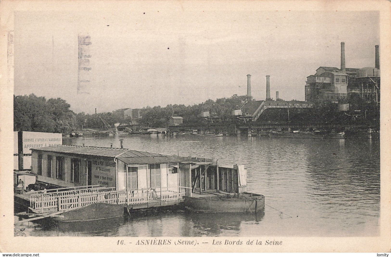 92 Asnières Les Bords De La Seine CPA Bateau Péniche - Asnieres Sur Seine