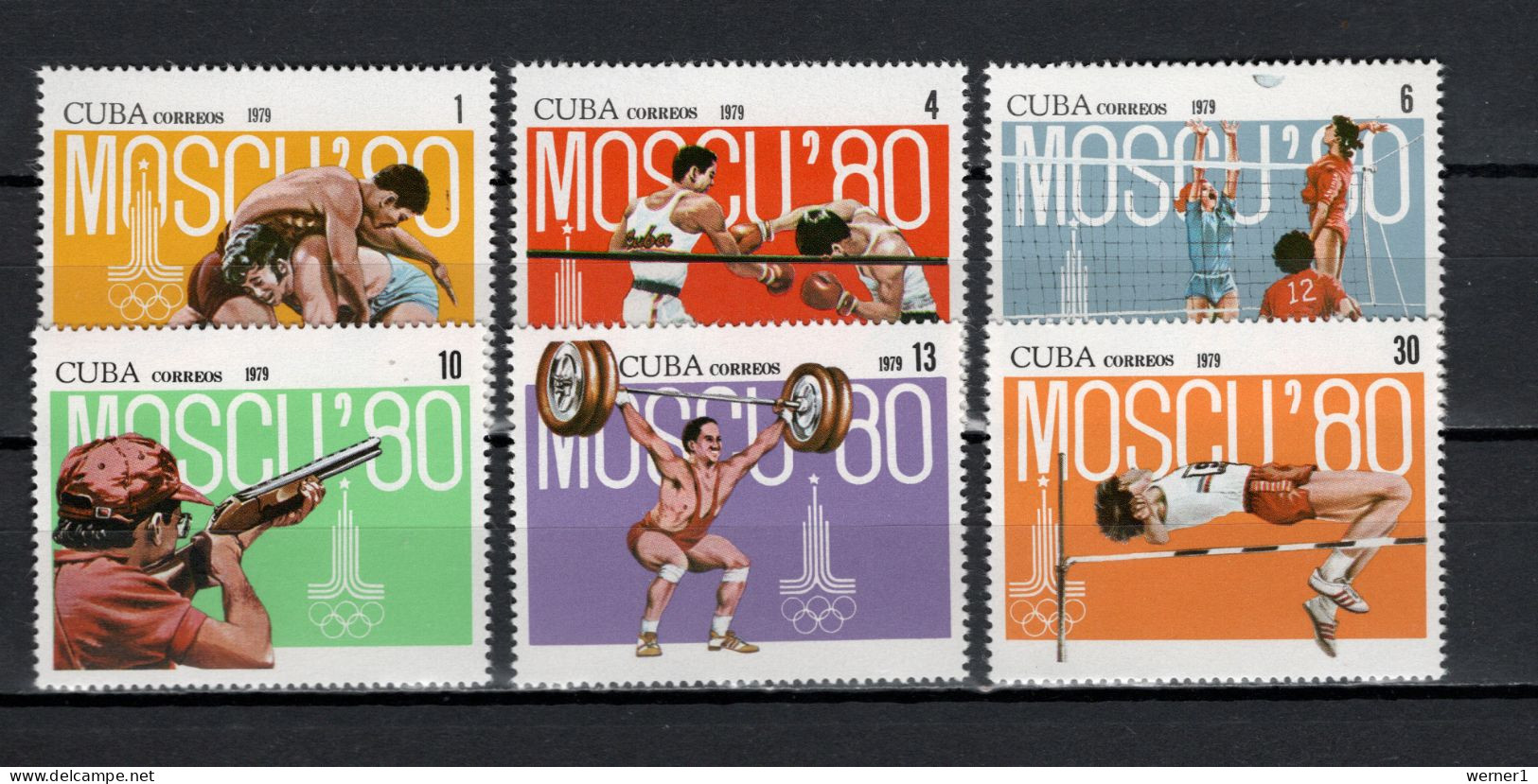 Cuba 1979 Olympic Games Moscow, Wrestling, Boxing, Volleyball, Shooting Etc. Set Of 6 MNH - Summer 1980: Moscow