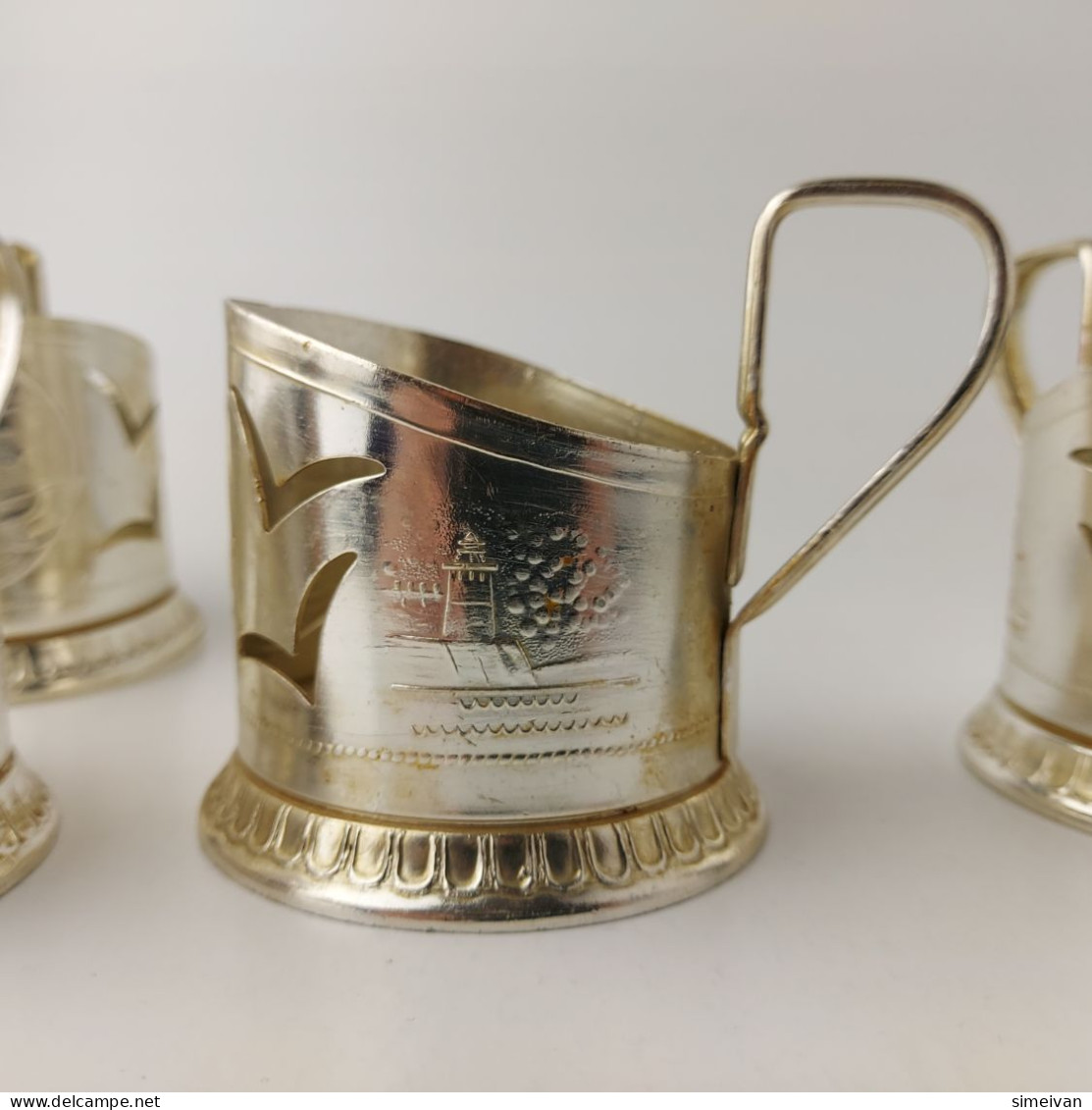 Vintage Soviet Russian Set Of 5 Podstakannik Tea Cup Holders USSR Gorky #5567 - Tassen