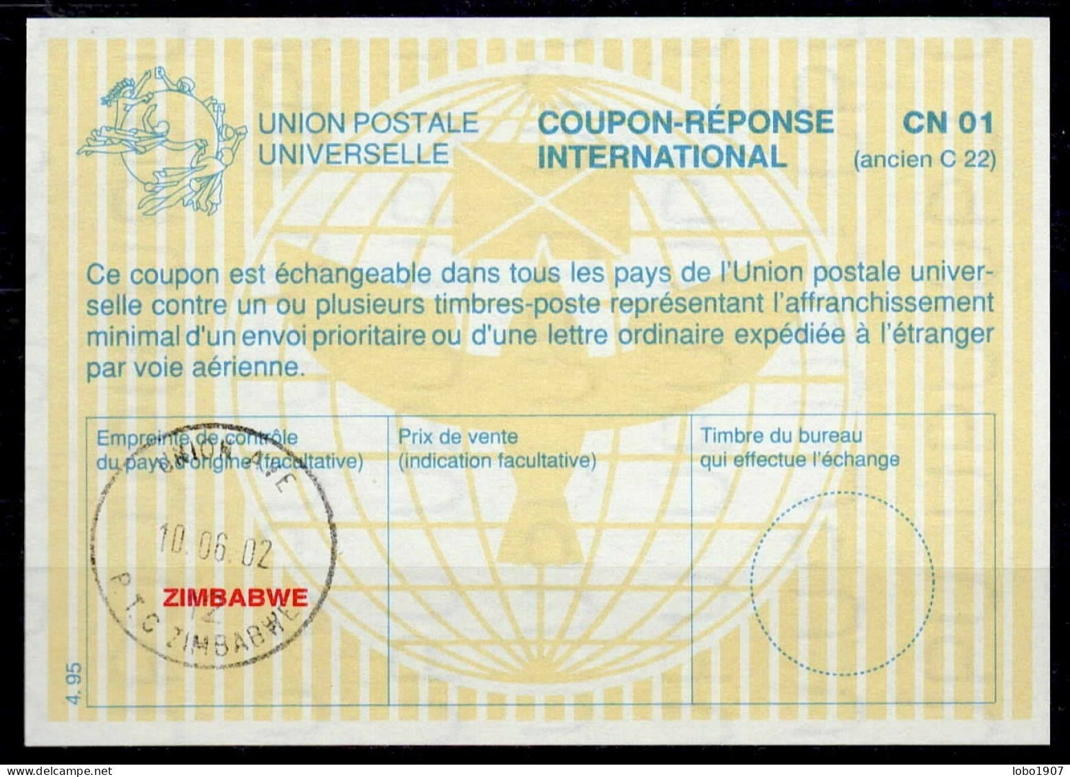ZIMBABWE  La29C  International Reply Coupon Reponse Antwortschein Cupon Respuesta IRC IAS O UNION AVE. 10.06.2002 - Zimbabwe (1980-...)
