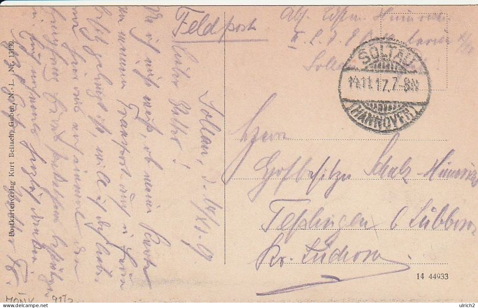 AK Lagow - Tschetschsee - Feldpost Soltau 1917  (69305) - Neumark