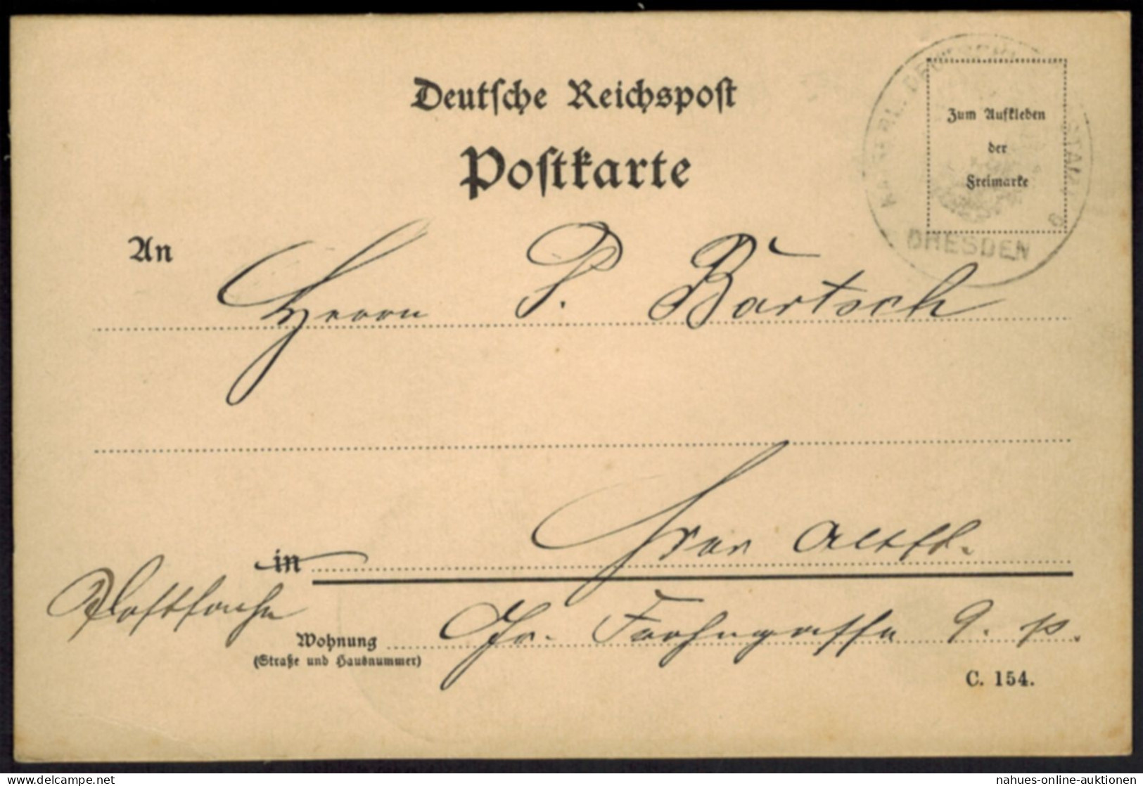 Deutsches Reich Postsache Kaiserliches Postamt Dresden 1895 - Cartas & Documentos