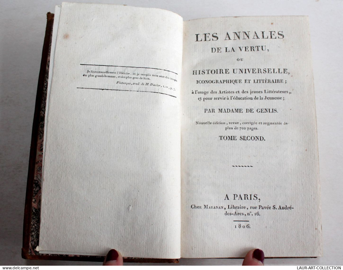 ANNALES DE LA VERTU OU HISTOIRE ICONOGRAPHIQUE & LITTERAIRE De DE GENLIS T2 1806, LIVRE ANCIEN XIXe SIECLE (2603.142) - 1801-1900