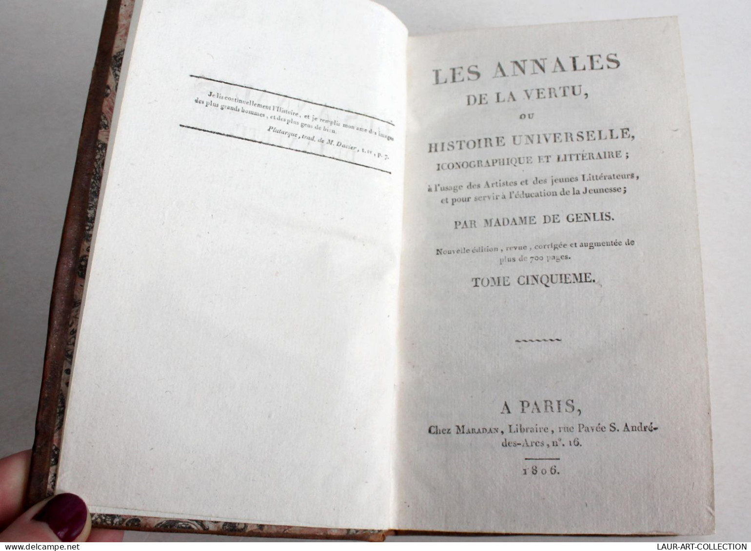 ANNALES DE LA VERTU OU HISTOIRE ICONOGRAPHIQUE & LITTERAIRE De DE GENLIS T4 1806, LIVRE ANCIEN XIXe SIECLE (2603.143) - 1801-1900