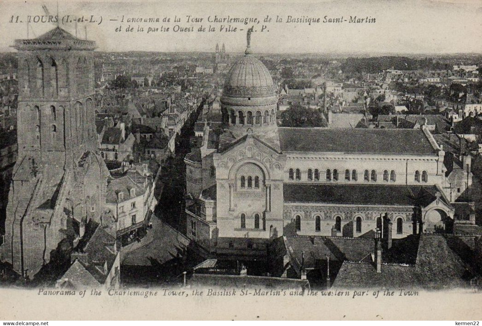 CPA 37 TOURS Panorama De La Tour Charlemagne De La Basilique Saint Martin Et De La Partie Ouest De La Ville - Tours