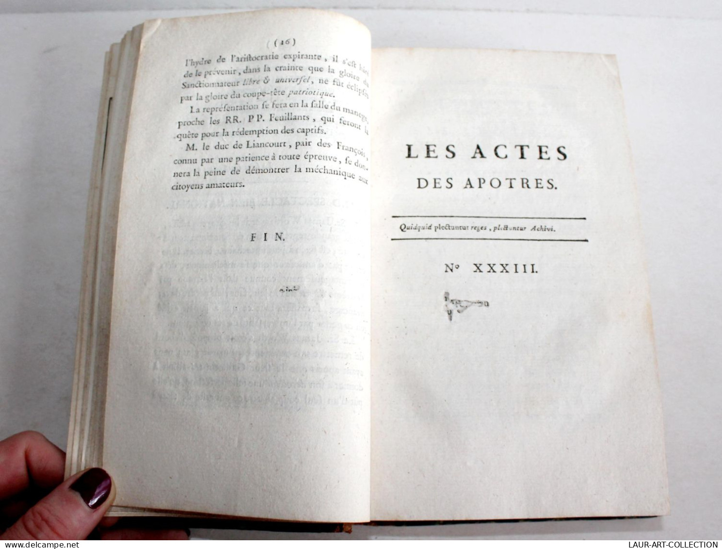 LES ACTES DES APOTRES DU JOUR DE PURIFICATIONS AU MI CAREME 1792 VERSION SECONDE / ANCIEN LIVRE XVIIIe SIECLE (2603.148) - 1701-1800