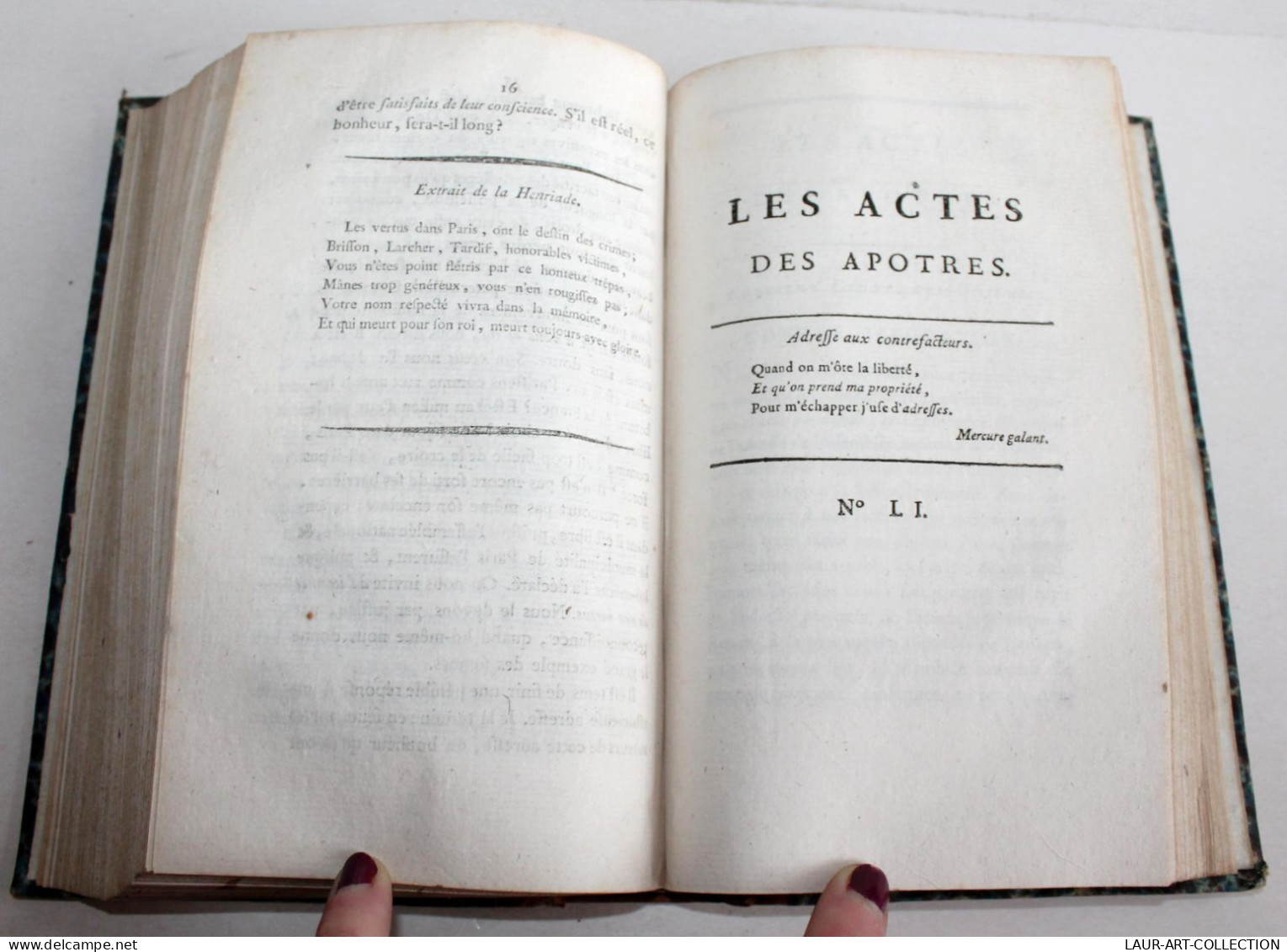 LES ACTES DES APOTRES DU JOUR DE PURIFICATIONS AU MI CAREME 1792 VERSION SECONDE / ANCIEN LIVRE XVIIIe SIECLE (2603.148)