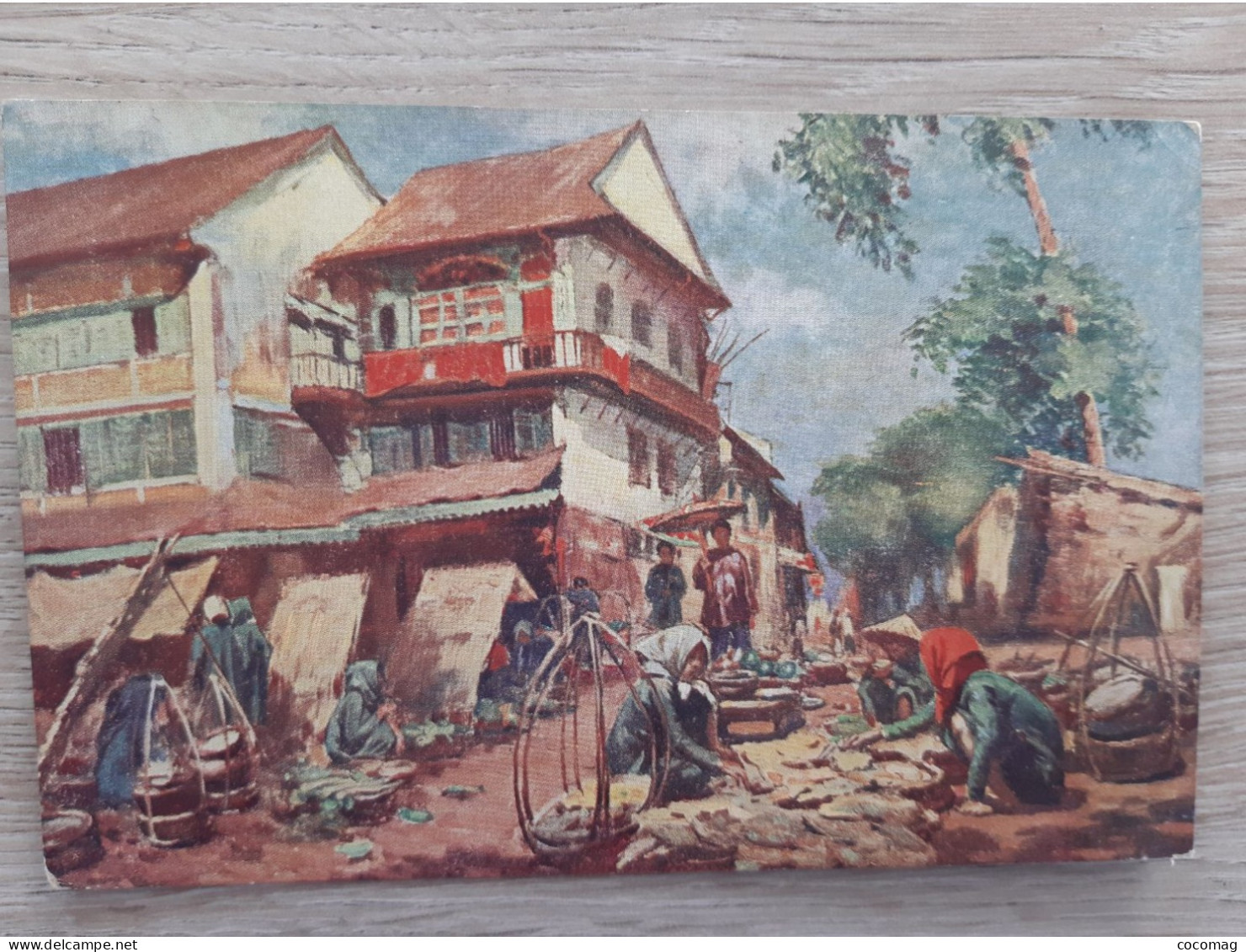 VIET-NAM INDOCHINE COCHINCHINE  SAIGON L FREQUENEZ LITHOGRAPHIE UN MARCHE A CHOLON 3 - Viêt-Nam