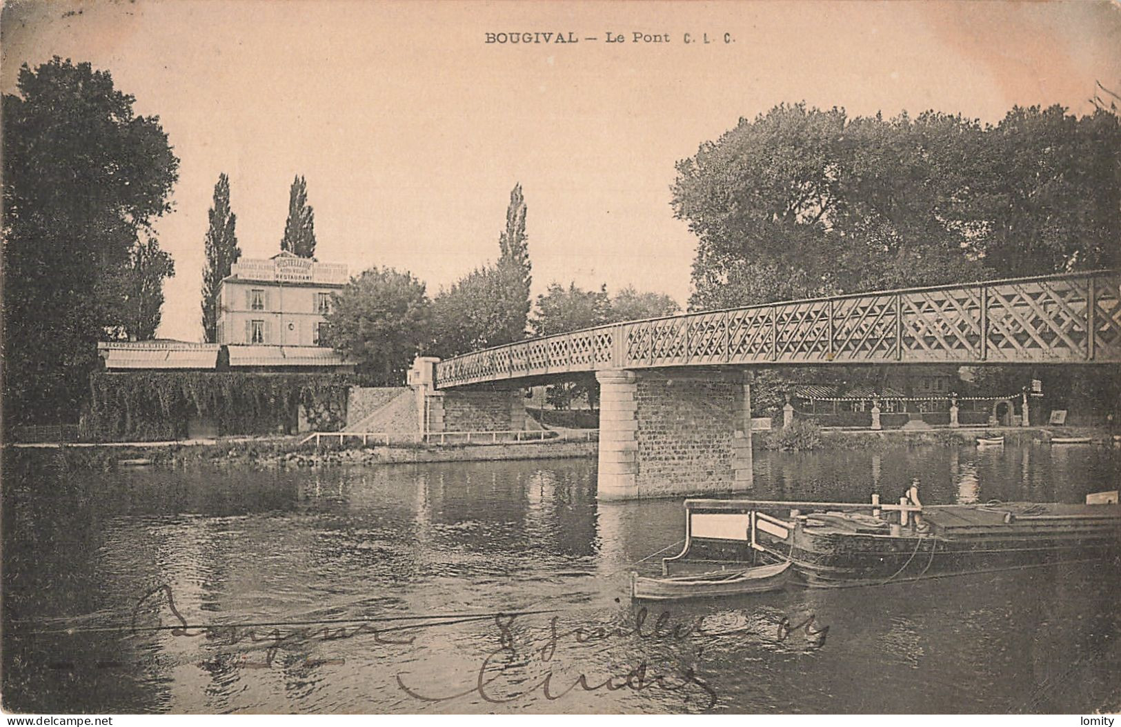 78 Bougival Le Pont  CPA Bateau Péniche - Bougival