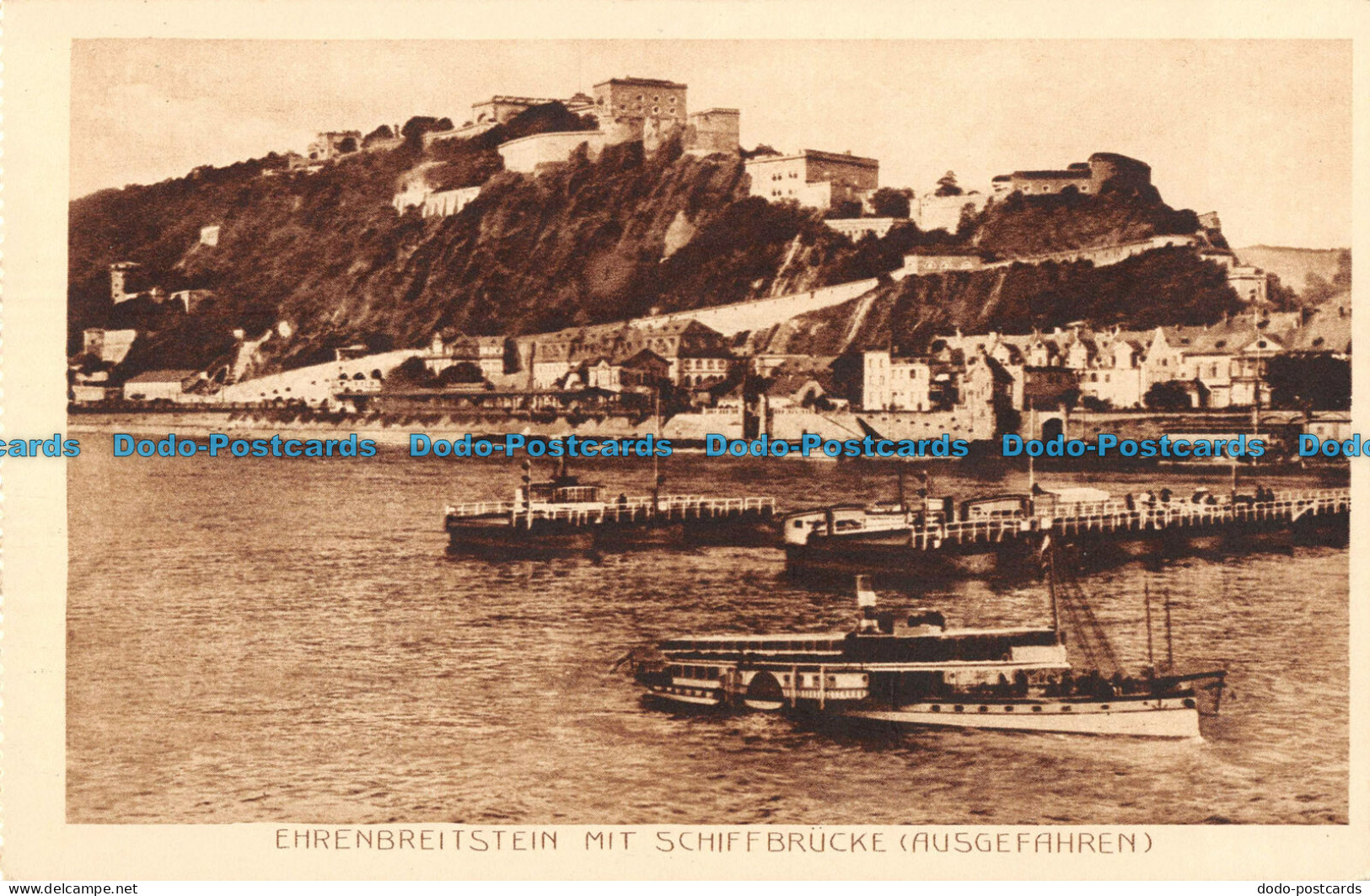 R087703 Ehrenbreitstein Mit Schiffbrucke. Ausgefahren. Photogravur. KTF - Wereld