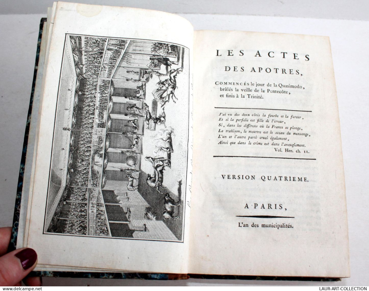 LES ACTES DES APOTRES DE LA QUASIMODO A PENTECOTE A LA TRINITE 1792 VERSION 4EME / ANCIEN LIVRE XVIIIe SIECLE (2603.150) - 1701-1800