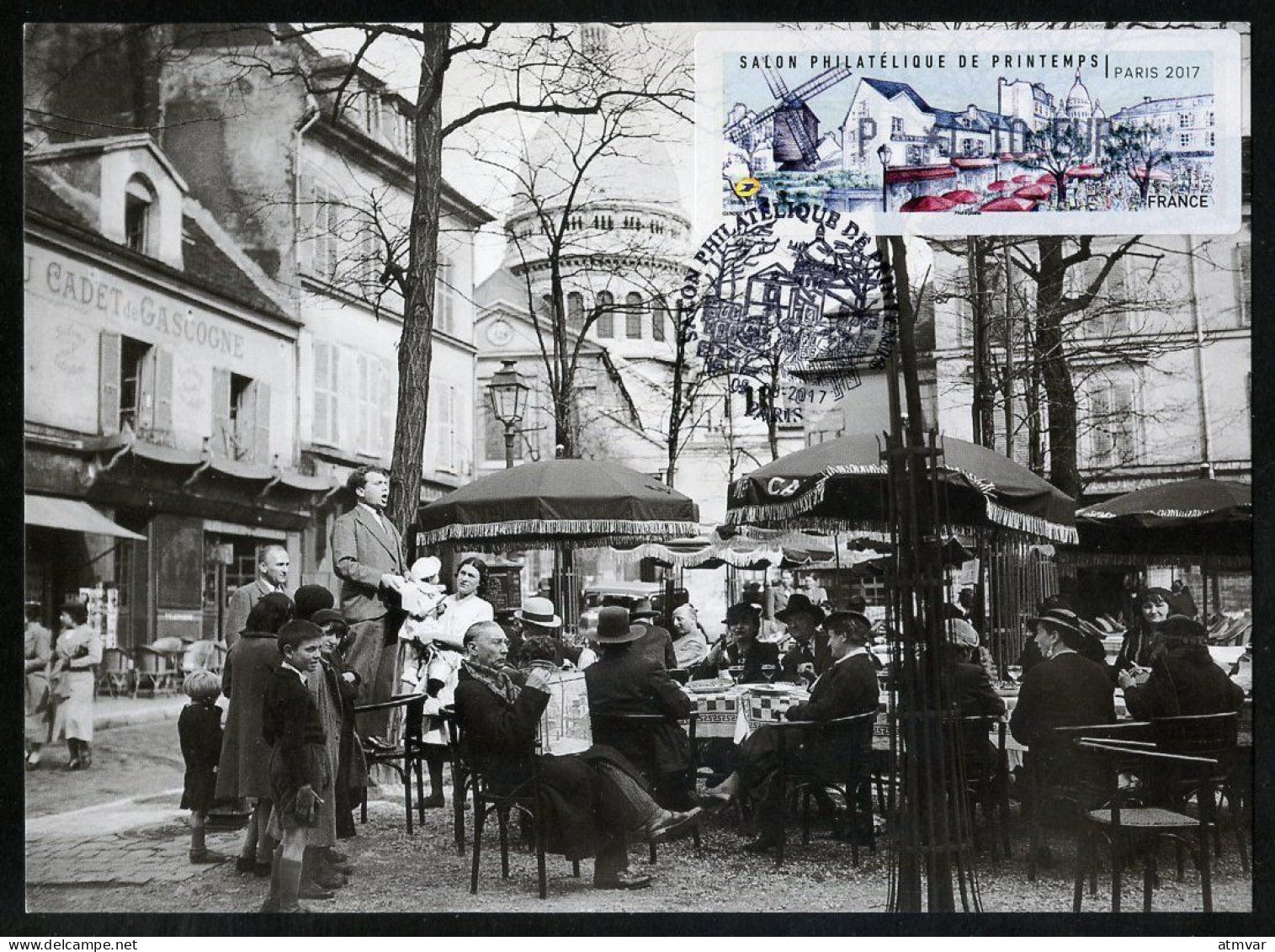 FRANCE (2017) Carte Maximum Card - ATM LISA Salon Philatélique Printemps Paris, Montmartre, Place Tertre, Sacré-Coeur - 2010-2019