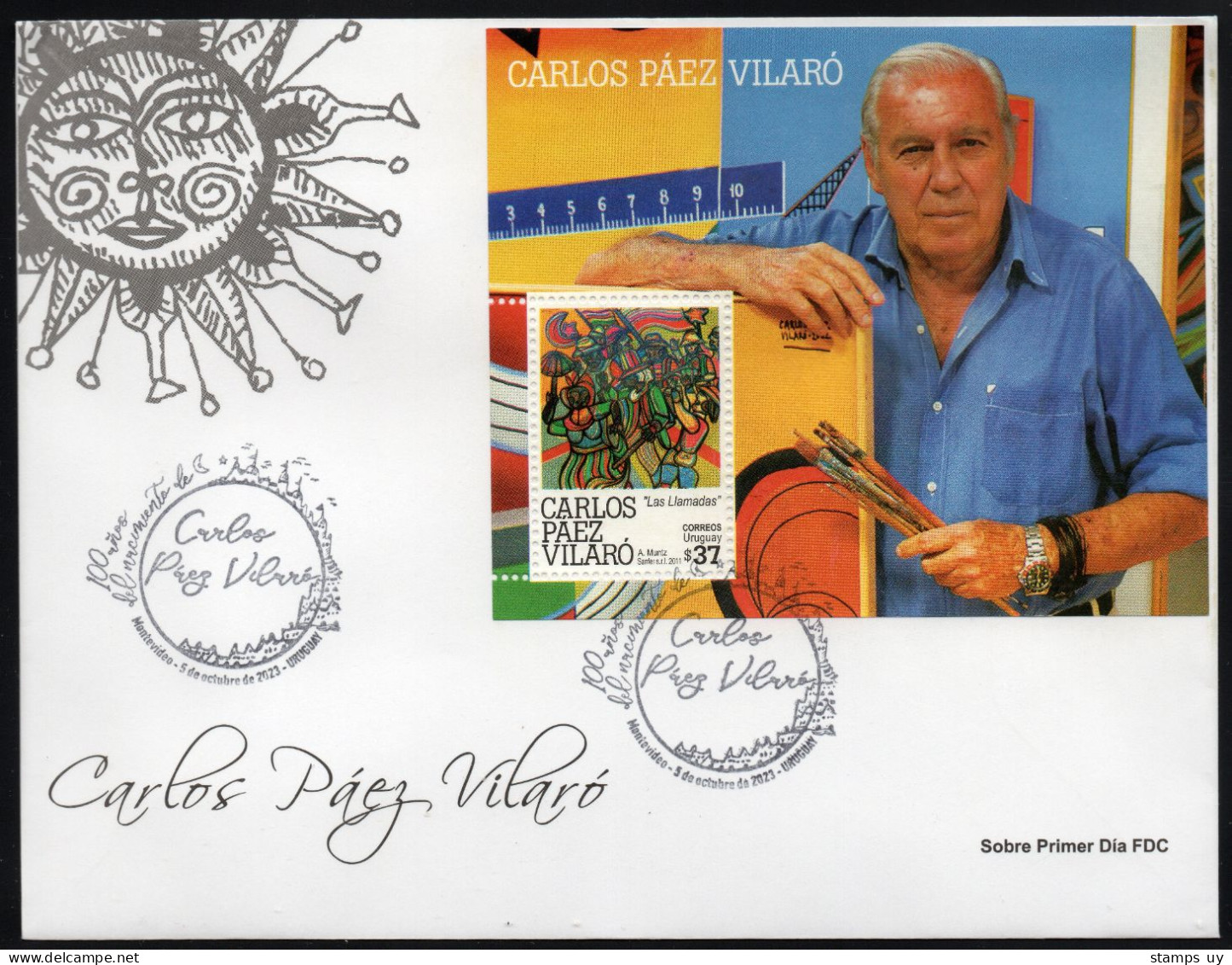 URUGUAY 2023 (Art, Painter, Páez Vilaró, Architecture, Casapueblo, Parade, Carnival, Sun)- 1 Cover With Special Postmark - Uruguay