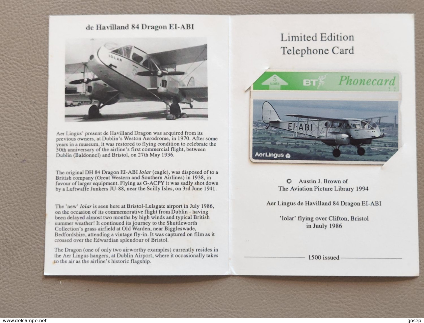 United Kingdom-(BTG-301)-Aer Lingus-(2)-De Havilland-(490)(5units)(405B67032)(tirage-1.450)-price Cataloge-12.00£-mint - BT General Issues