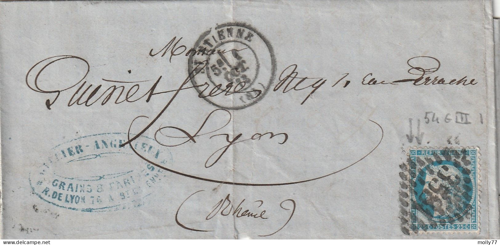 Lettre De Saint Etienne à Lyon LAC - 1849-1876: Période Classique