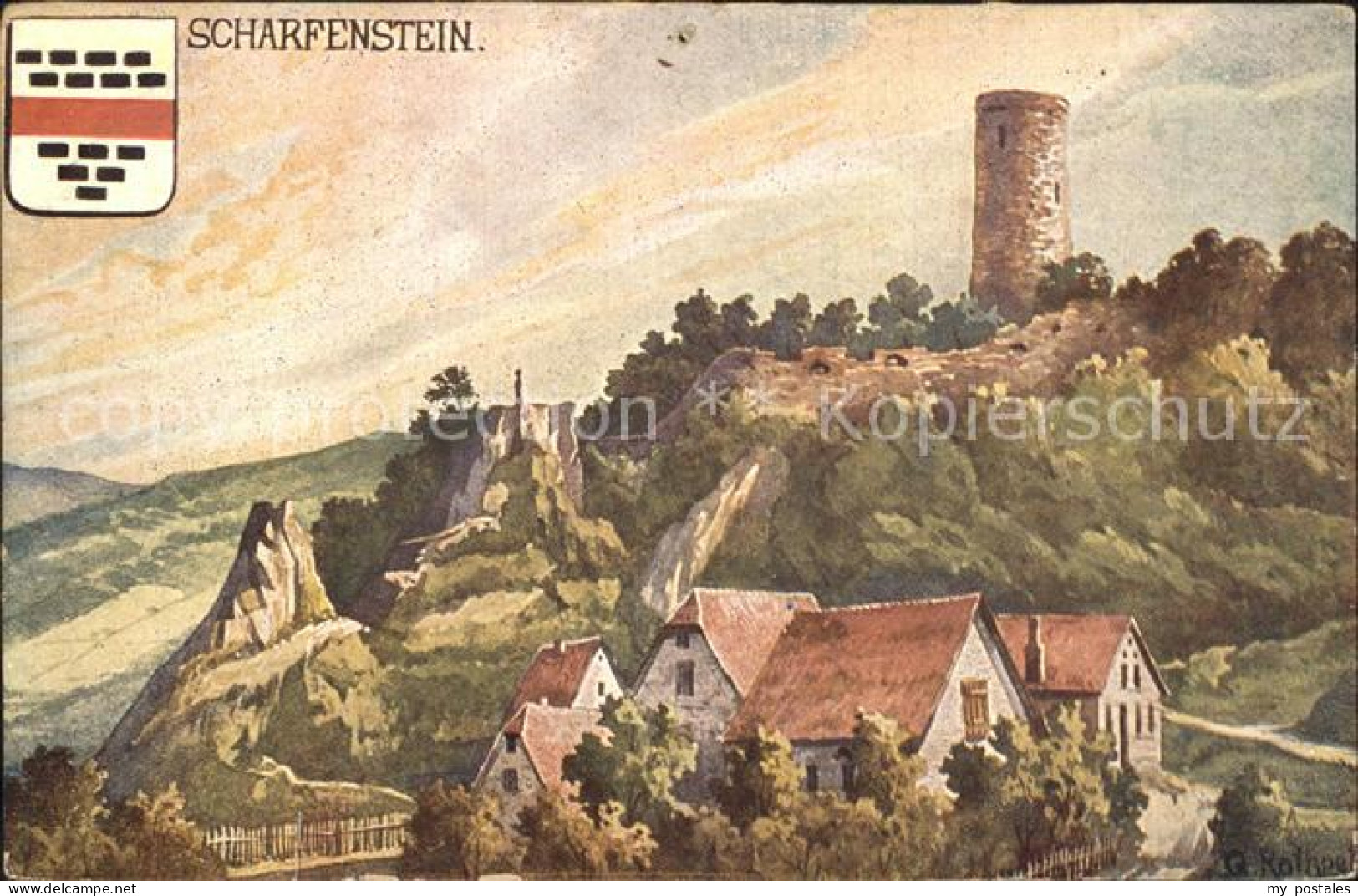72922873 Kiedrich Burg Scharfenstein Kuenstlerkarte G. Rothgeb. Kiedrich - Autres & Non Classés