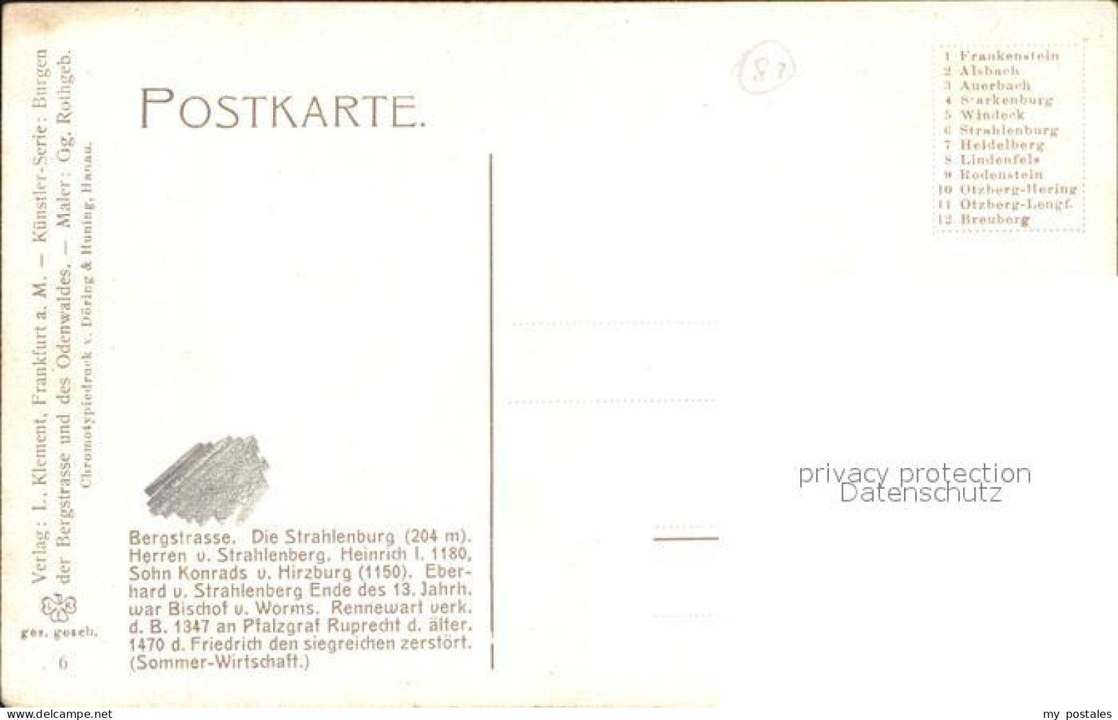 72922867 Schriesheim Strahlenburg Kuenstlerkarte G. Rothgeb. Schriesheim - Other & Unclassified