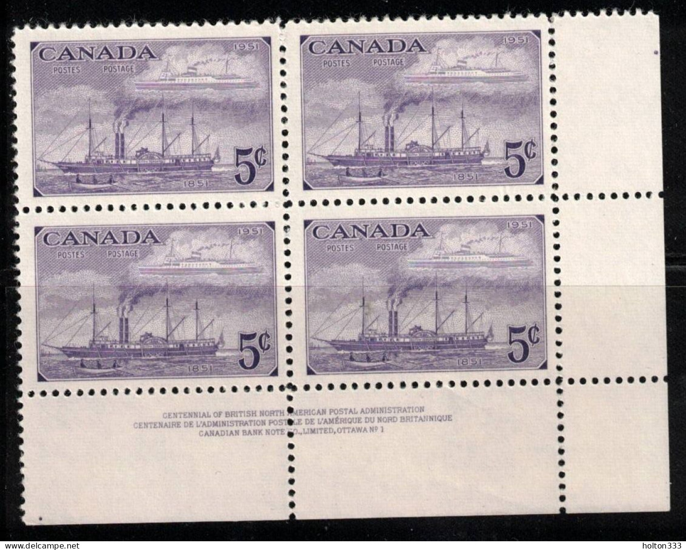 CANADA Scott # 312 MNH - Stamp Centennial LR Plate Block - Nuevos