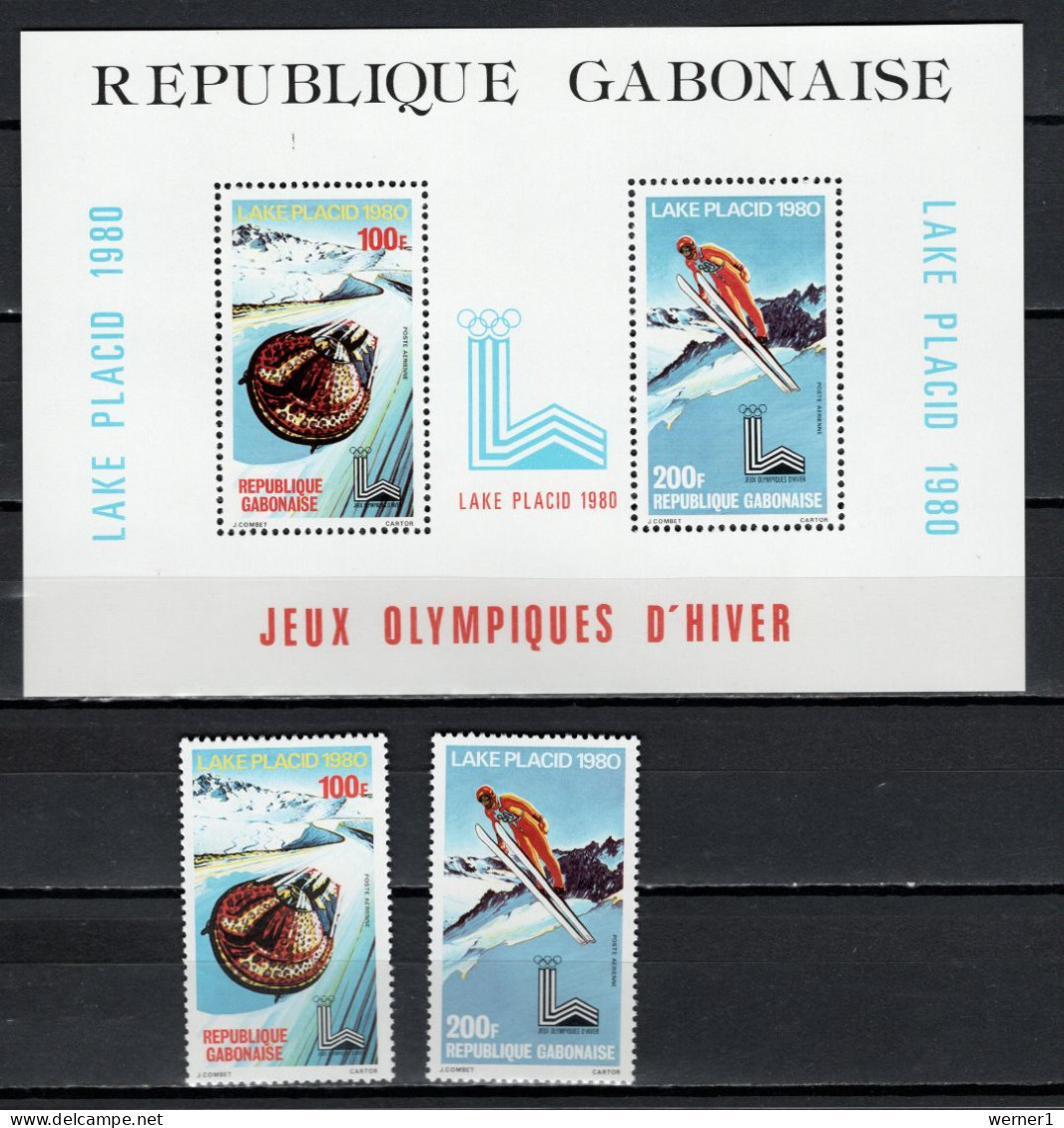 Gabon 1980 Olympic Games Lake Placid Set Of 2 + S/s MNH - Winter 1980: Lake Placid