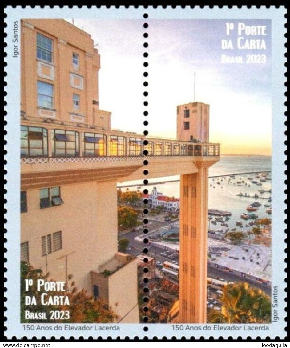 BRAZIL #17/2023-   LACERDA ELEVATOR 150 YEARS  -  CITY OF SALVADOR ,BAHIA  2 V -MINT - Unused Stamps