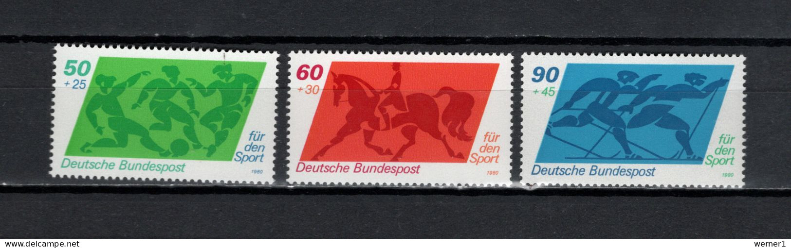 Germany 1980 Sport, Football Soccer, Equestrian, Skiing Set Of 3 MNH - Summer 1980: Moscow