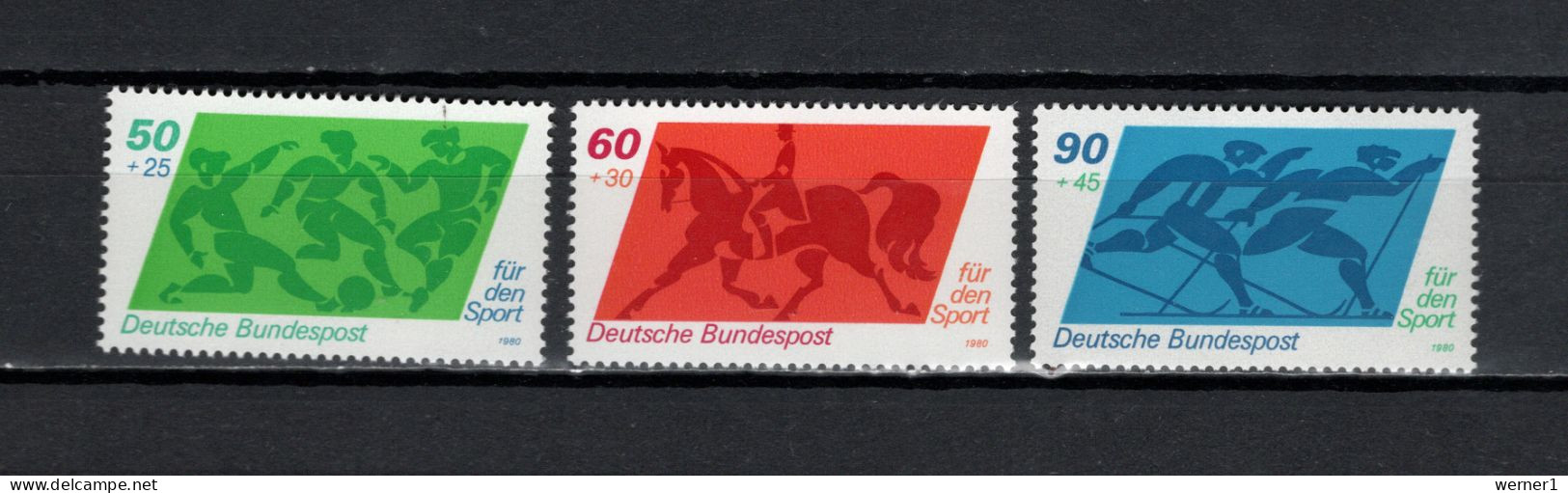 Germany 1980 Sport, Football Soccer, Equestrian, Skiing Set Of 3 MNH - Zomer 1980: Moskou