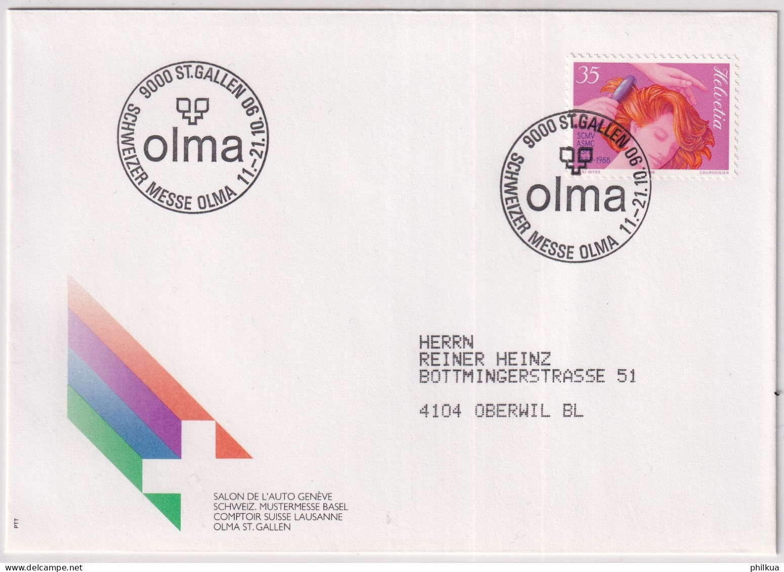 Sonderstempel 1990 SCHWEIZER MESSE OLMA ST. GALLEN Illustrierter Beleg - Marcophilie