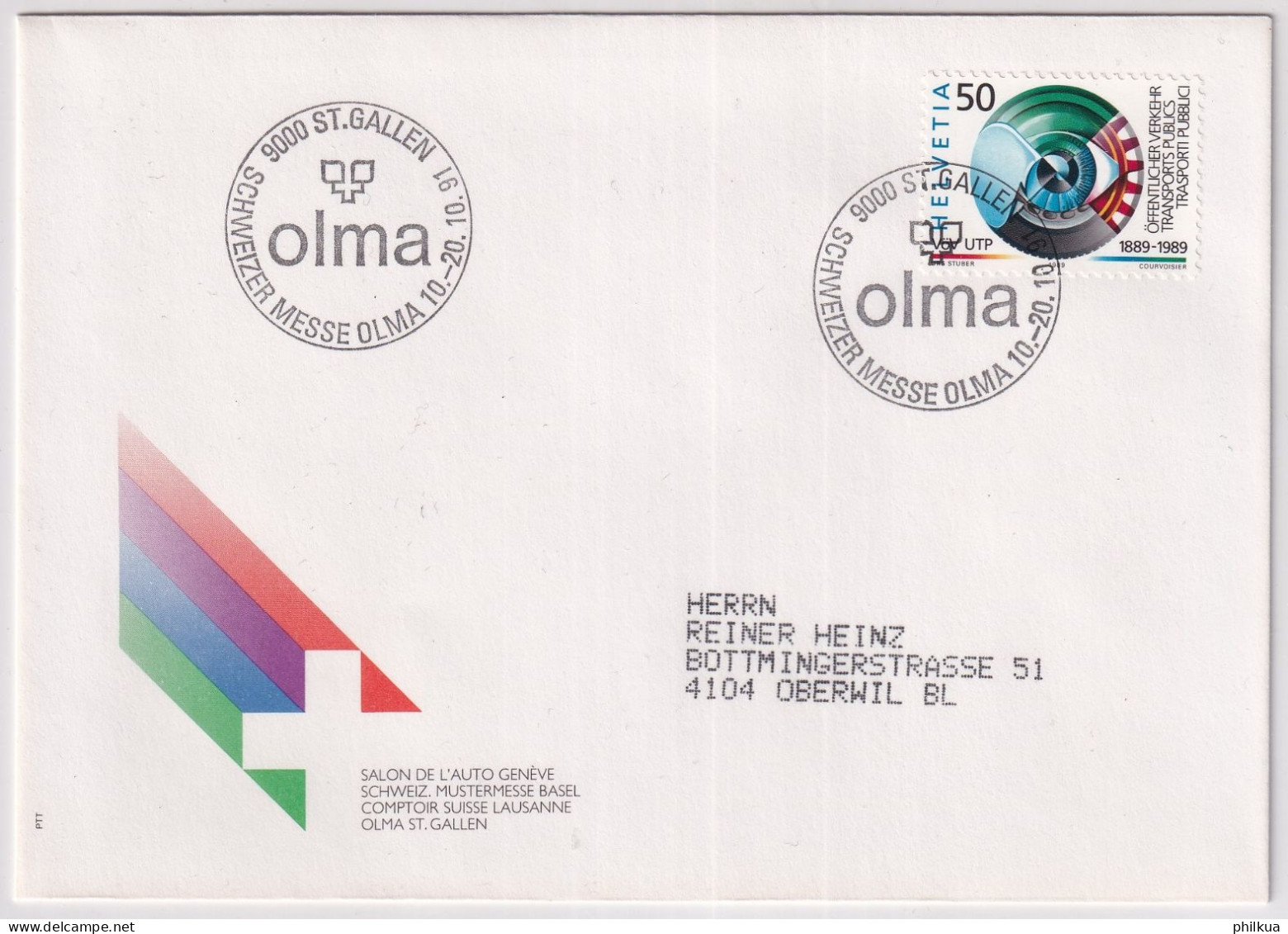Sonderstempel 1991 SCHWEIZER MESSE OLMA ST. GALLEN Illustrierter Beleg - Storia Postale